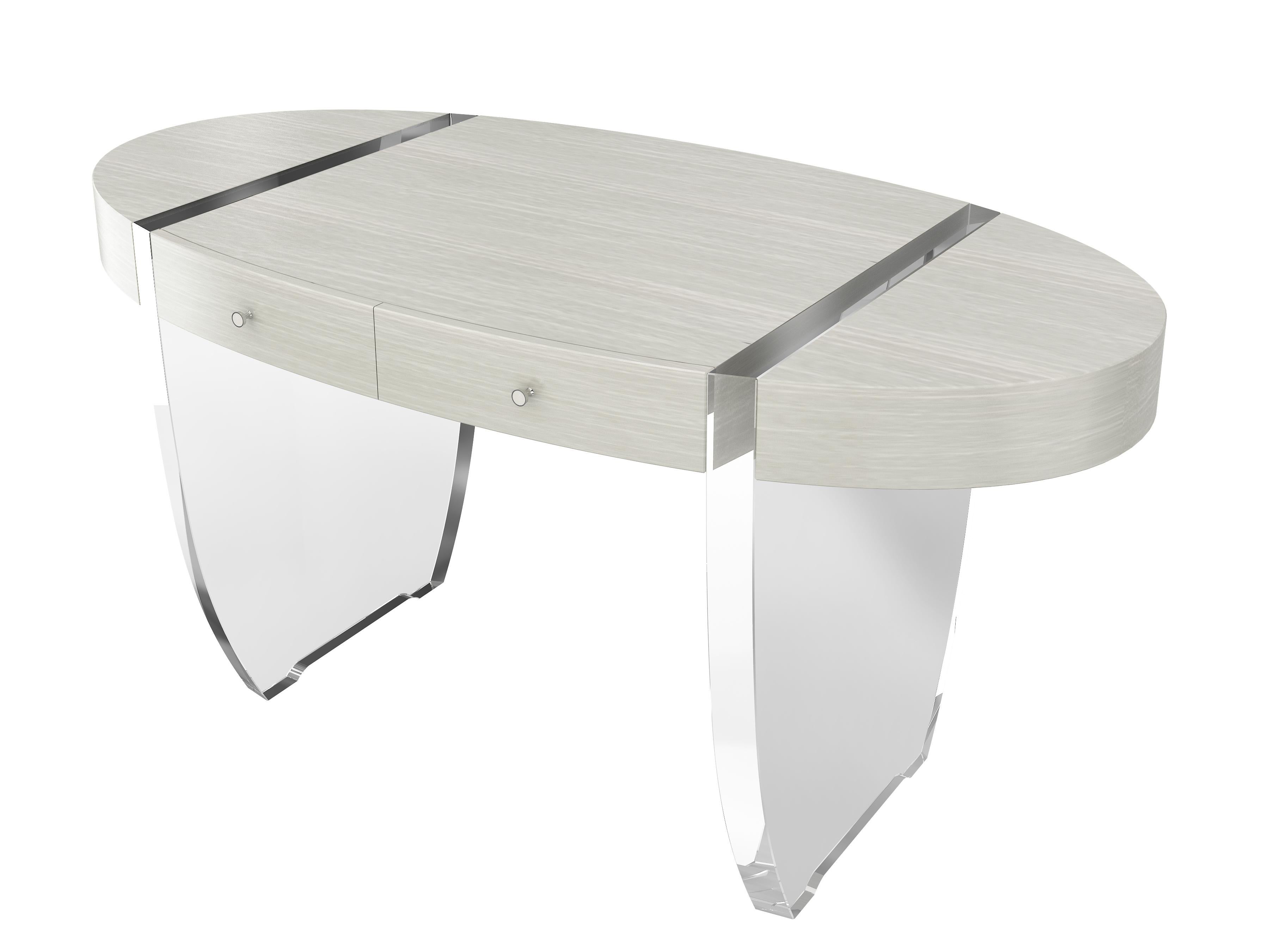 Nour Desk by Jonathan Franc, a Modern Classic Shown in Acrylic & Sycamore Wood  In New Condition For Sale In Las Vegas, NV