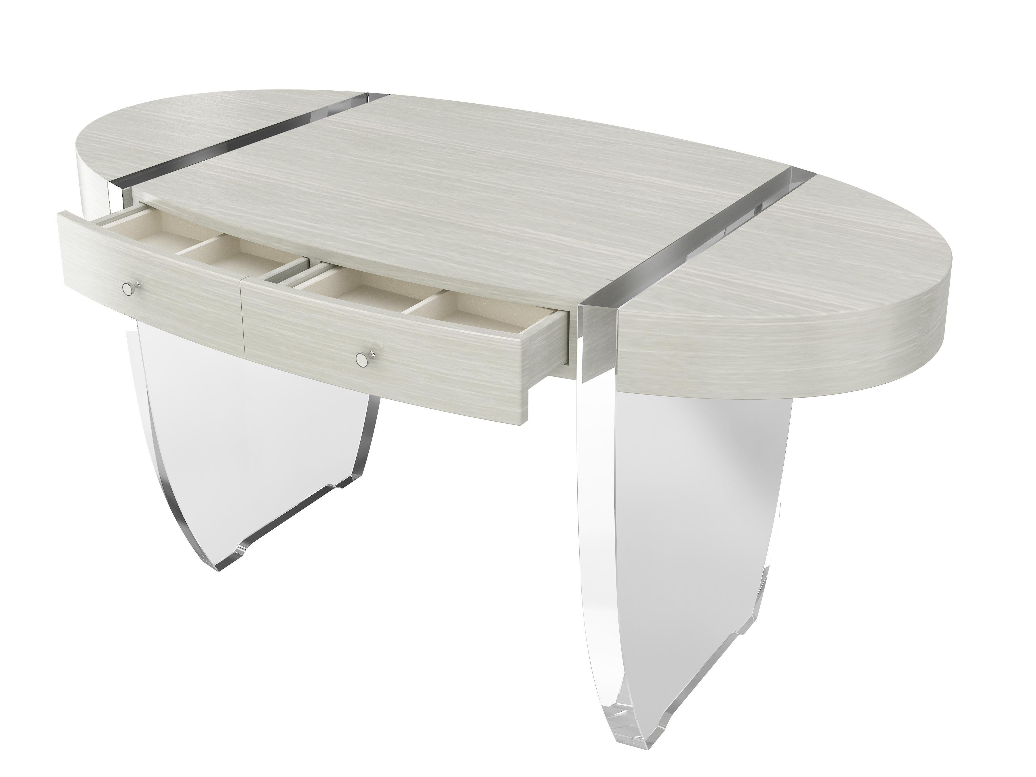 Contemporary Nour Desk by Jonathan Franc, a Modern Classic Shown in Acrylic & Sycamore Wood  For Sale