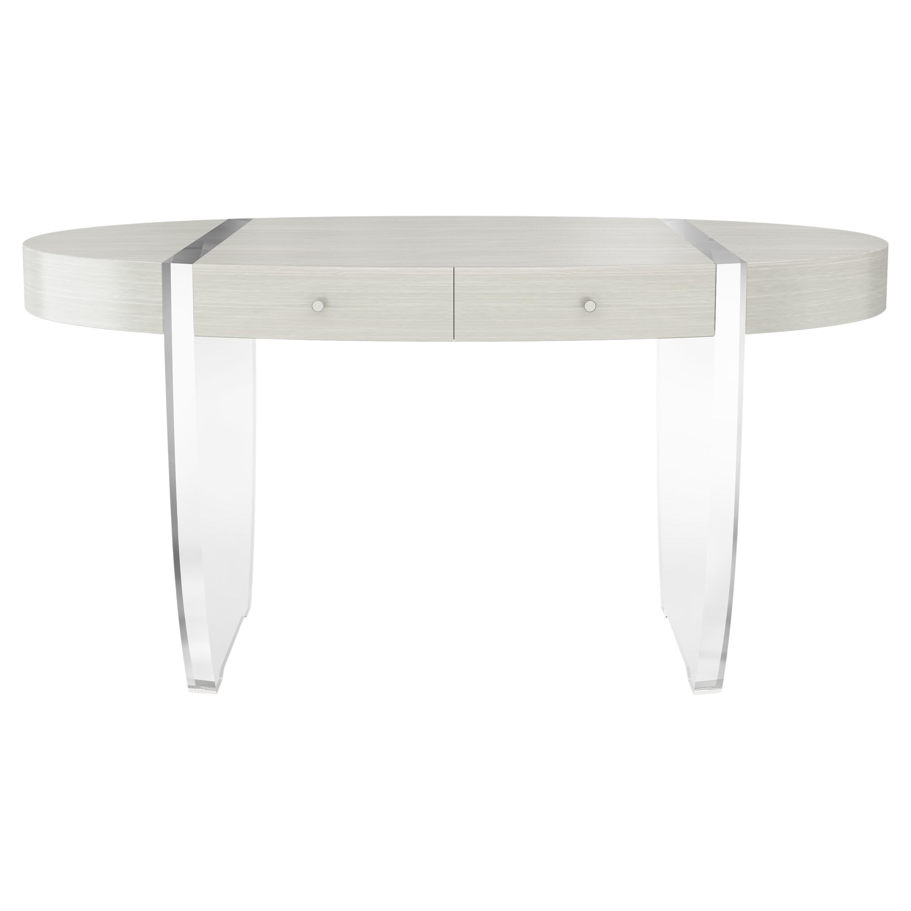 Nour Desk by Jonathan Franc, a Modern Classic Shown in Acrylic & Sycamore Wood  For Sale