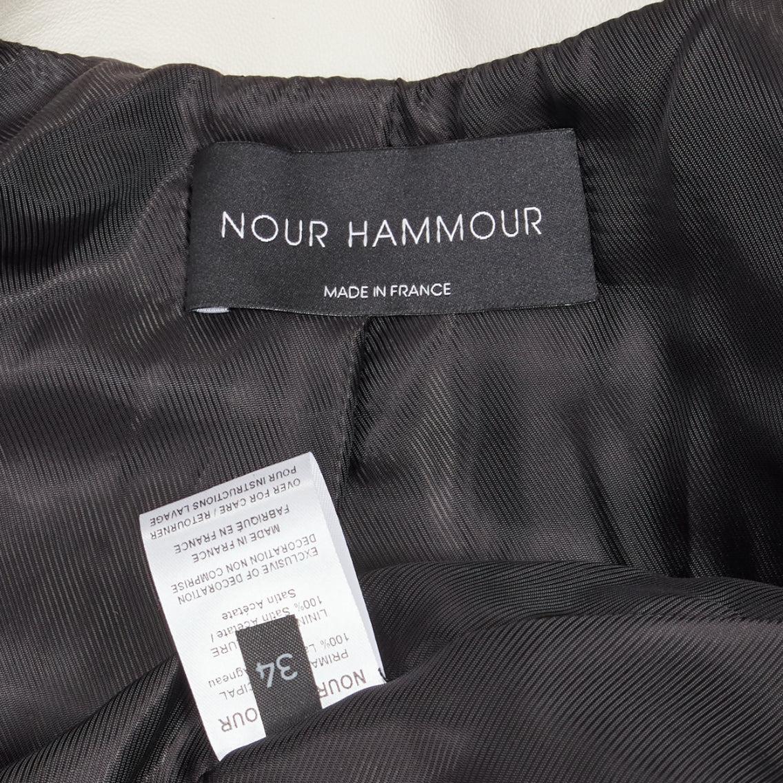 NOUS HAMMOUR veste motard western crème à franges et clous argentés FR34 XS en vente 7
