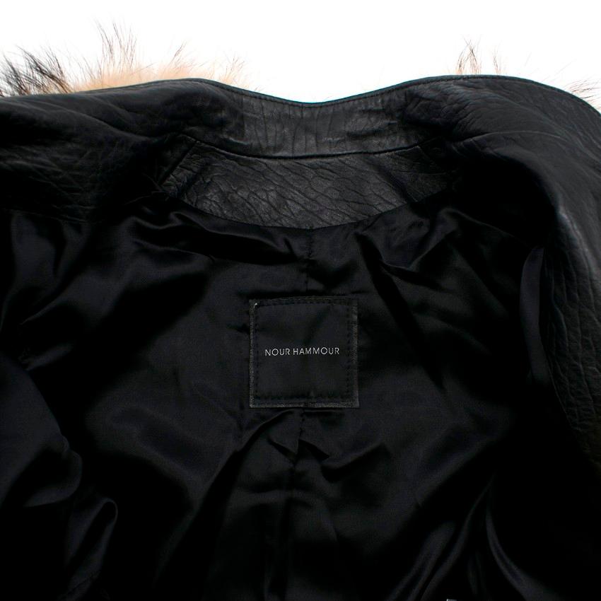 Nour Hammour Flashing Lights Fur-Trimmed Leather Jacket SIZE FR38/ US6 3