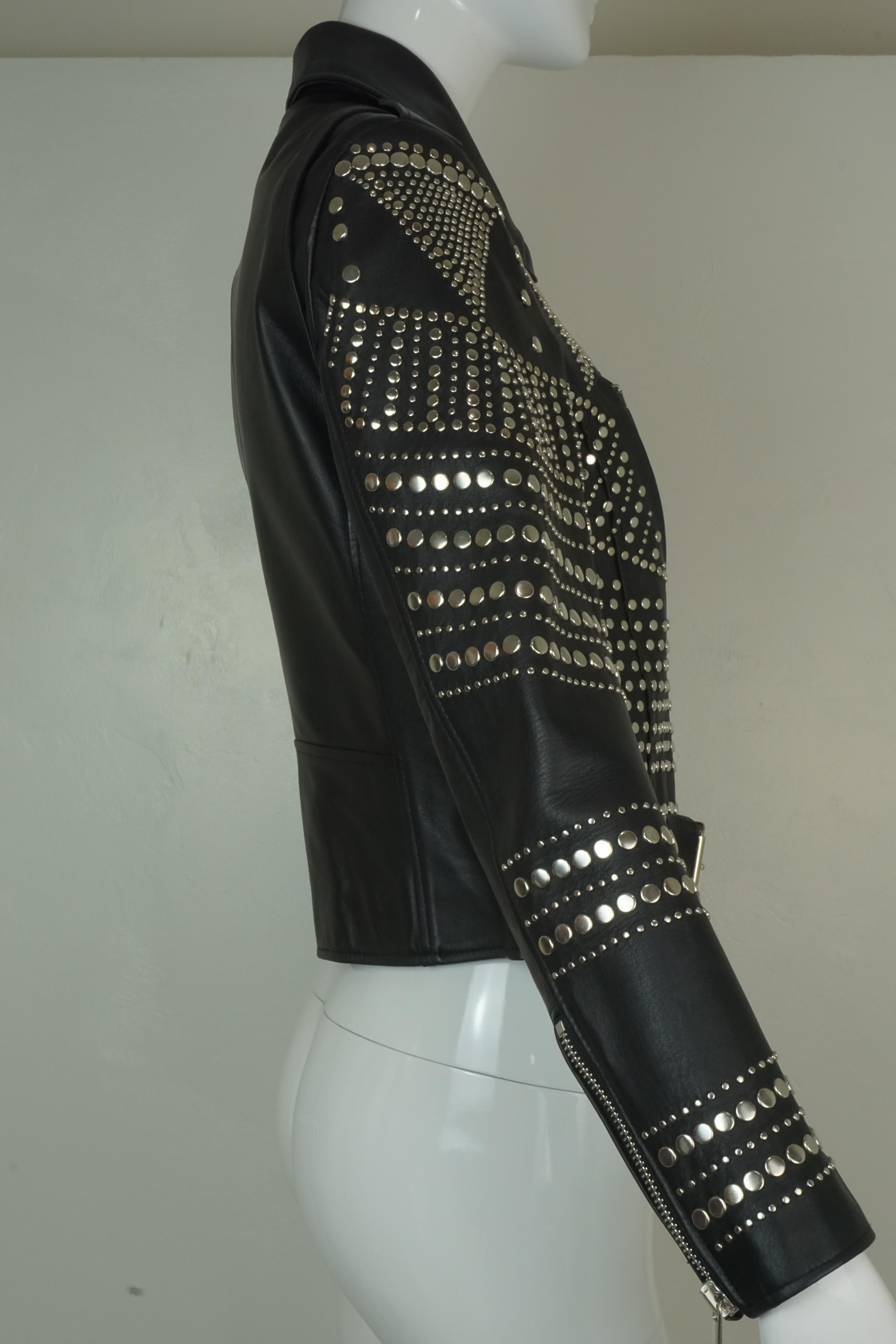 Nour Hammour Paris Studded Black Leather Motorcycle Jacket 7