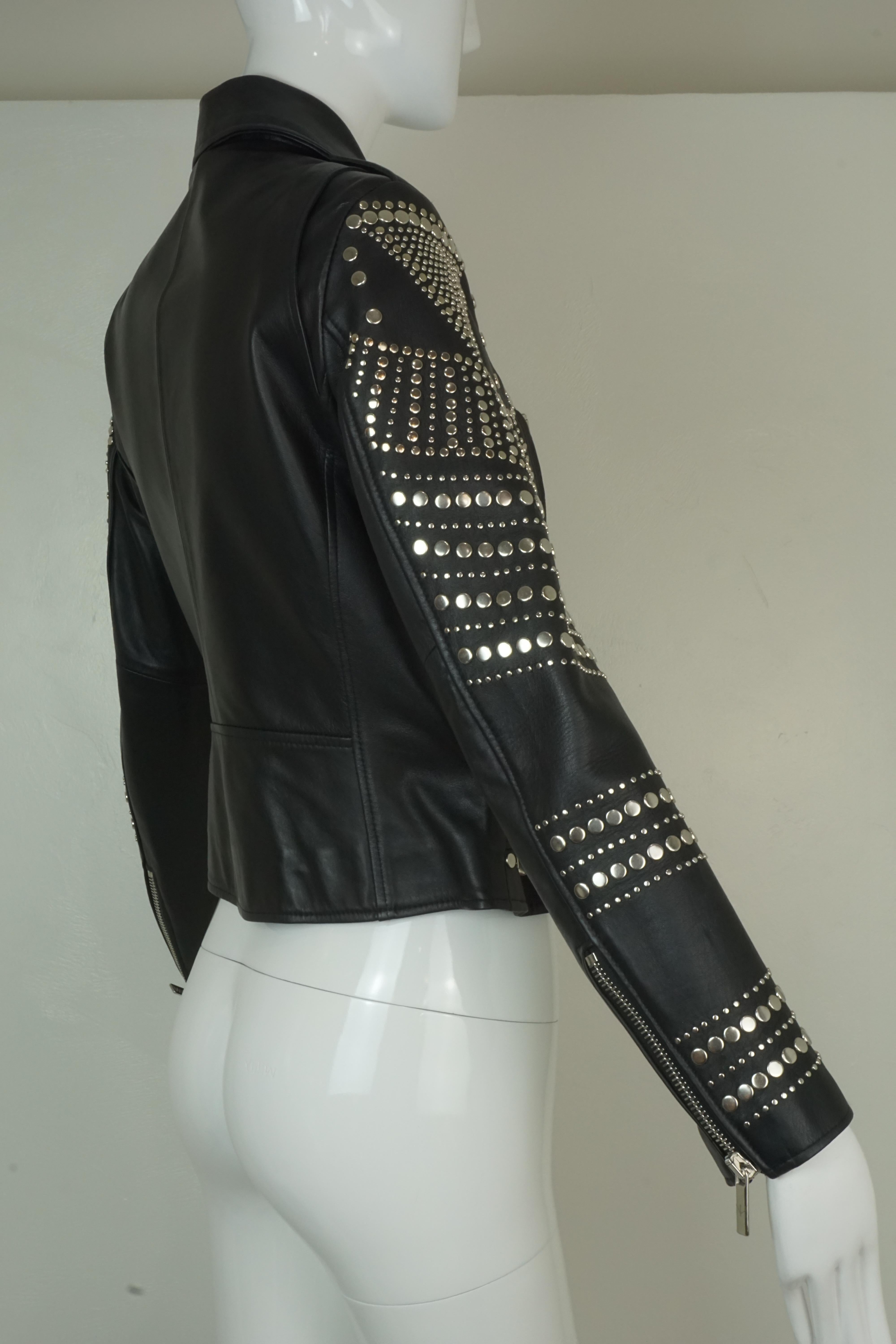 Nour Hammour Paris Studded Black Leather Motorcycle Jacket 8