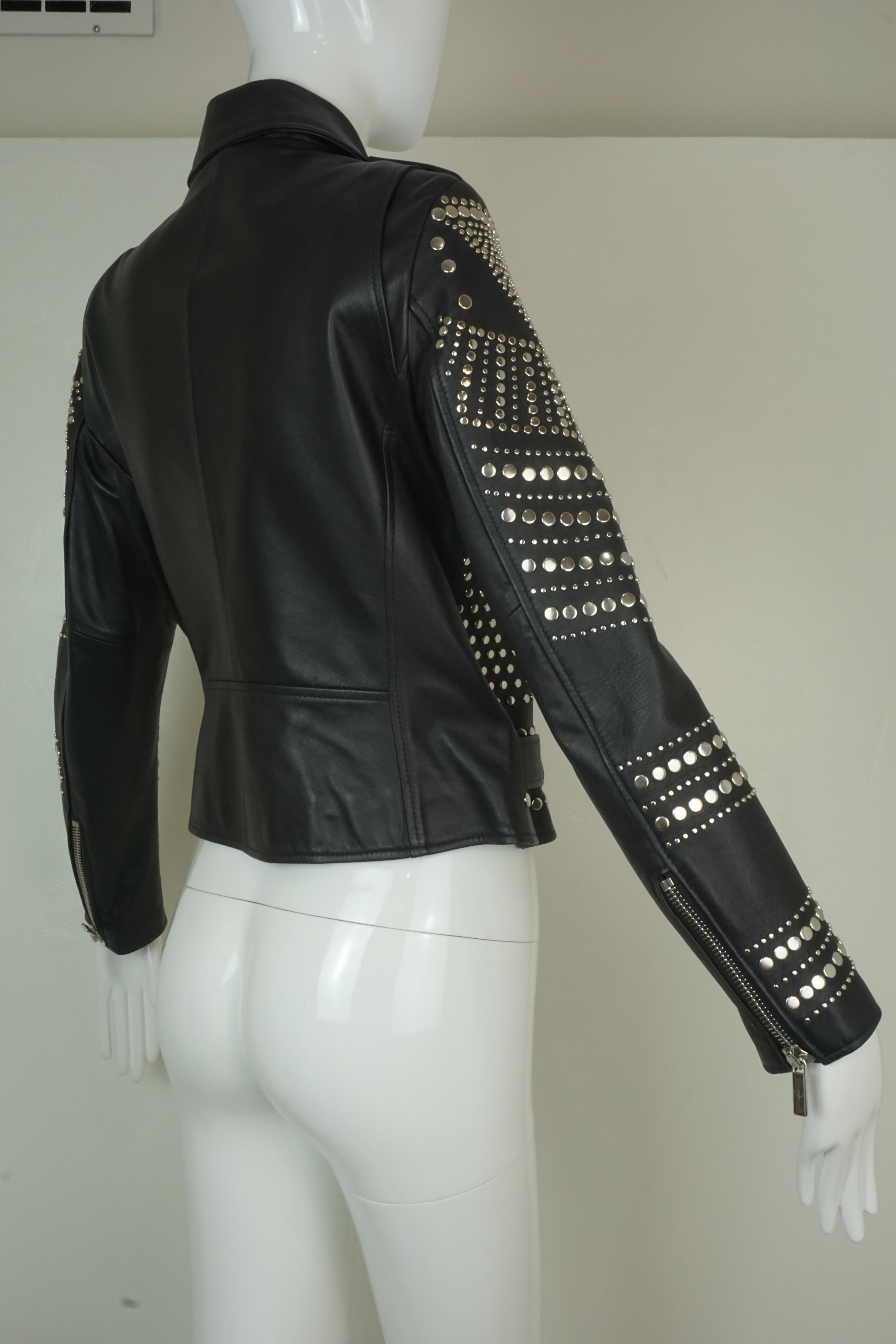 Nour Hammour Paris Studded Black Leather Motorcycle Jacket 10