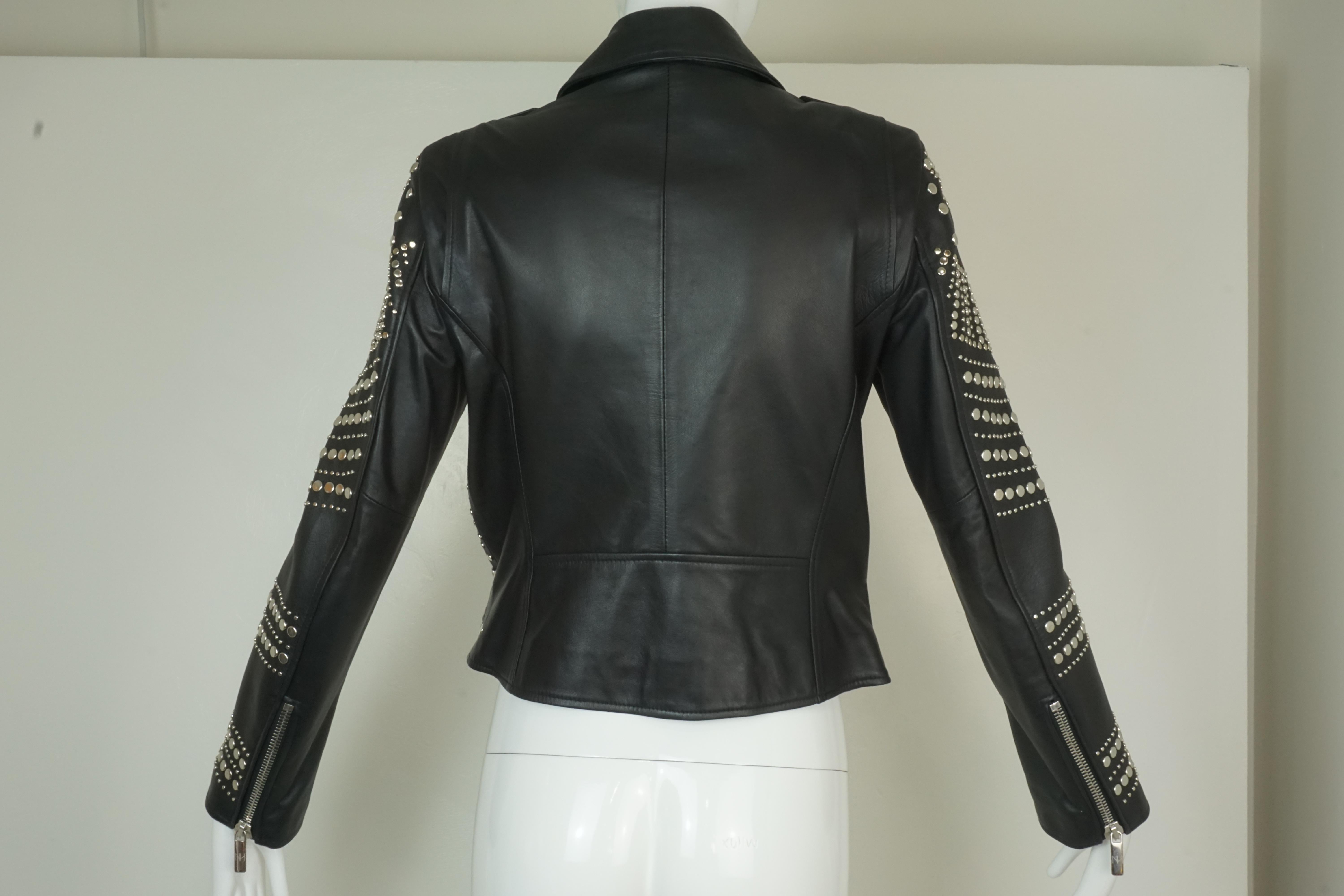 Nour Hammour Paris Studded Black Leather Motorcycle Jacket 11