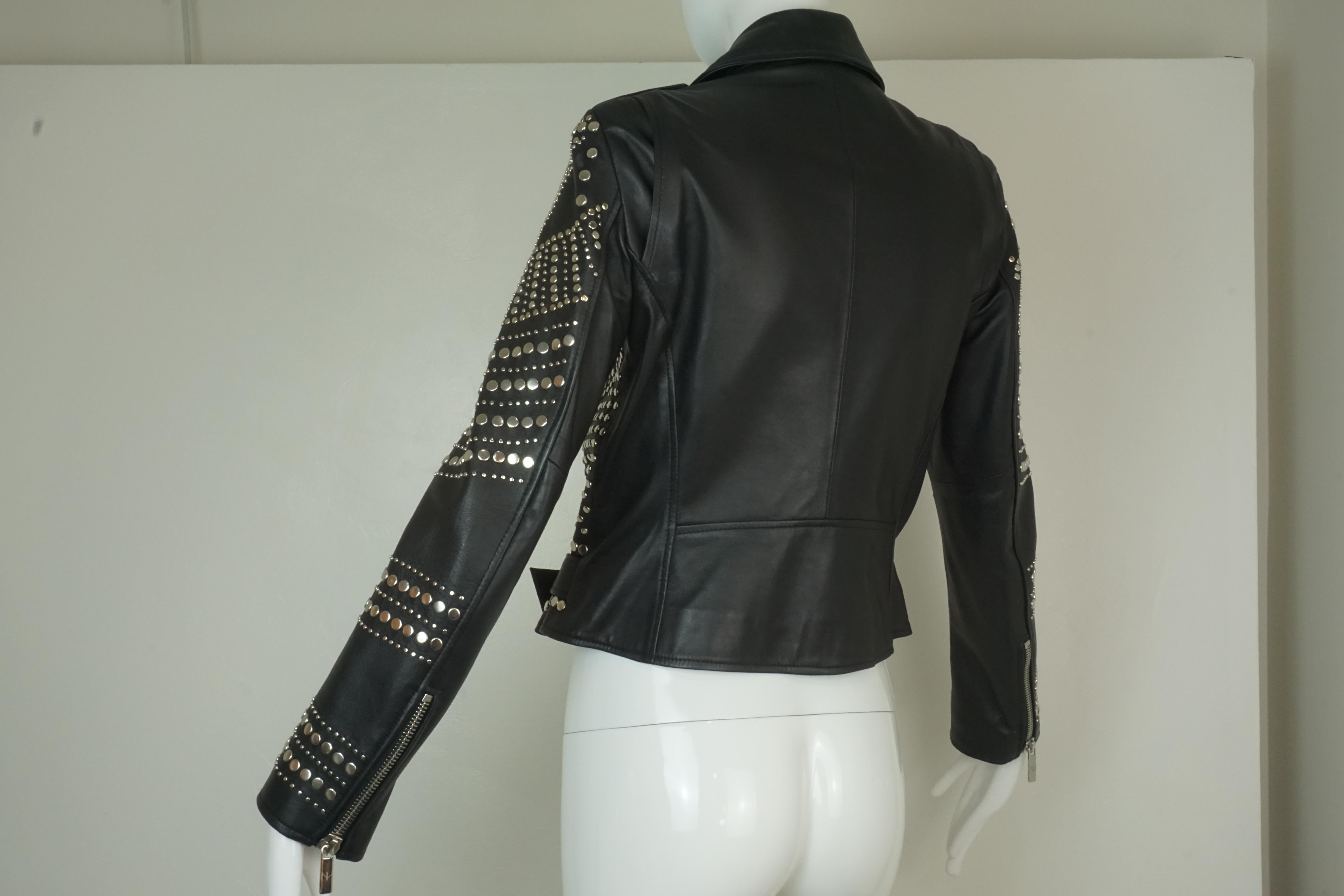 Nour Hammour Paris Studded Black Leather Motorcycle Jacket 11