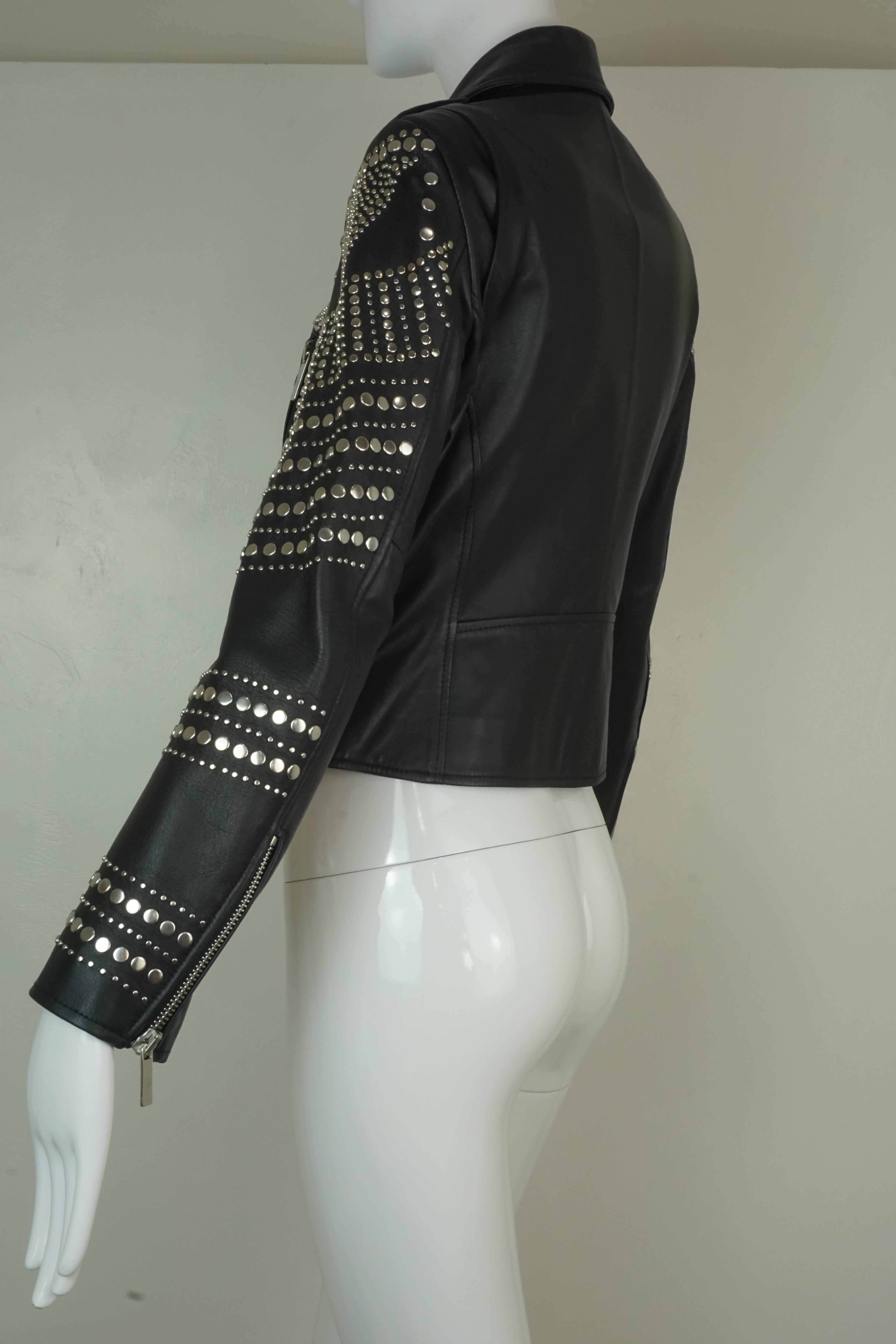Nour Hammour Paris Studded Black Leather Motorcycle Jacket 13