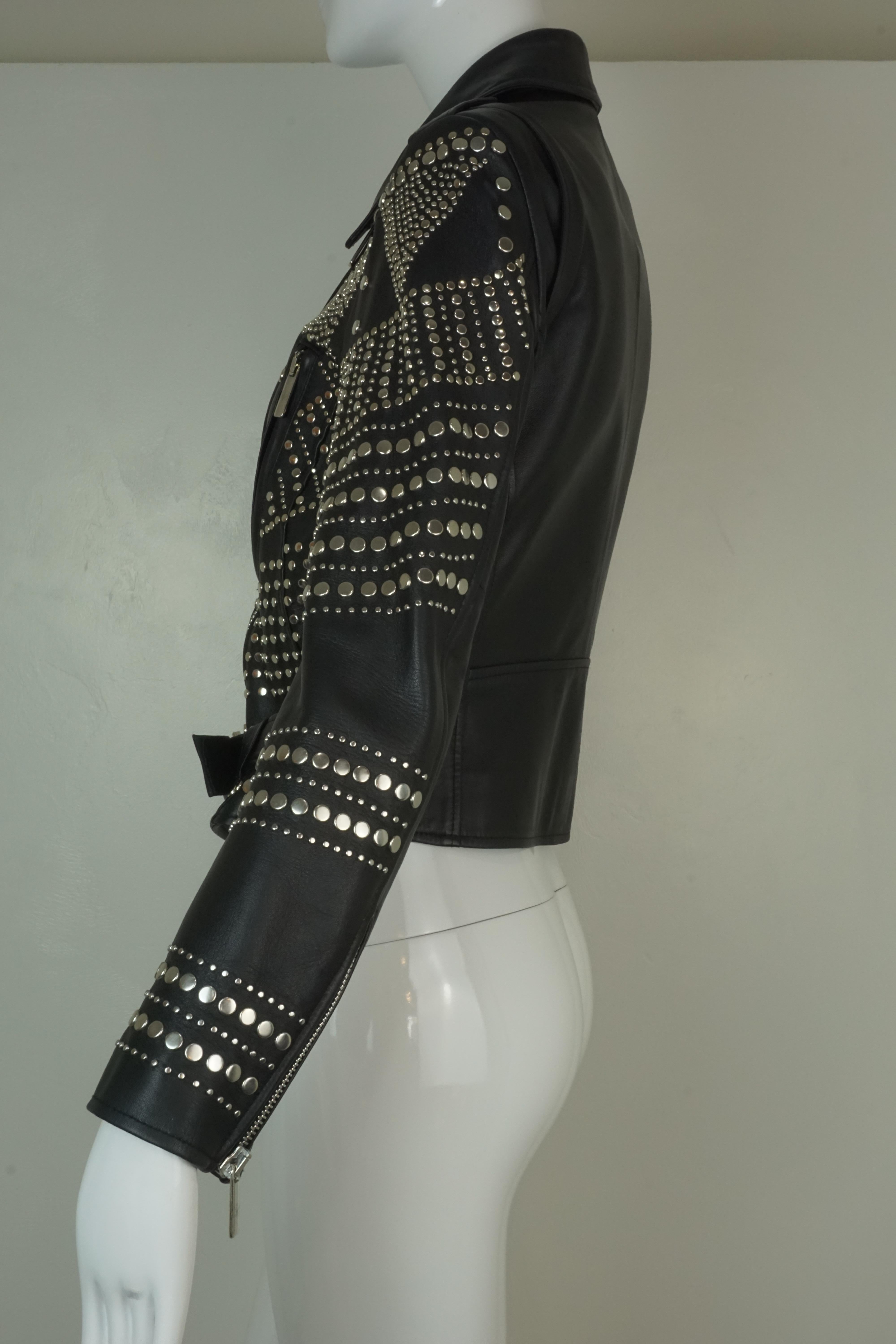 Nour Hammour Paris Studded Black Leather Motorcycle Jacket 14