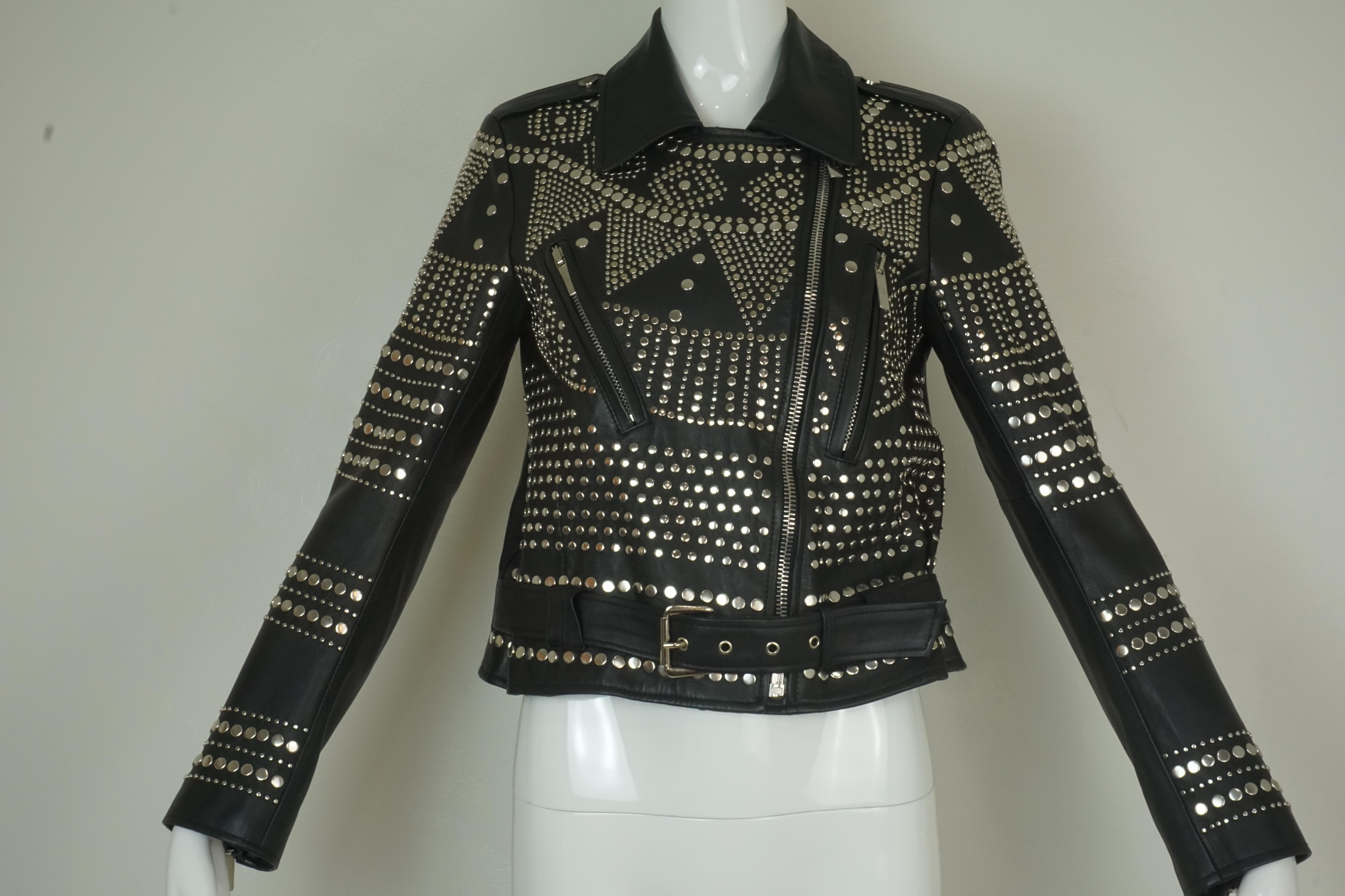 Nour Hammour Paris Studded Black Leather Motorcycle Jacket 1