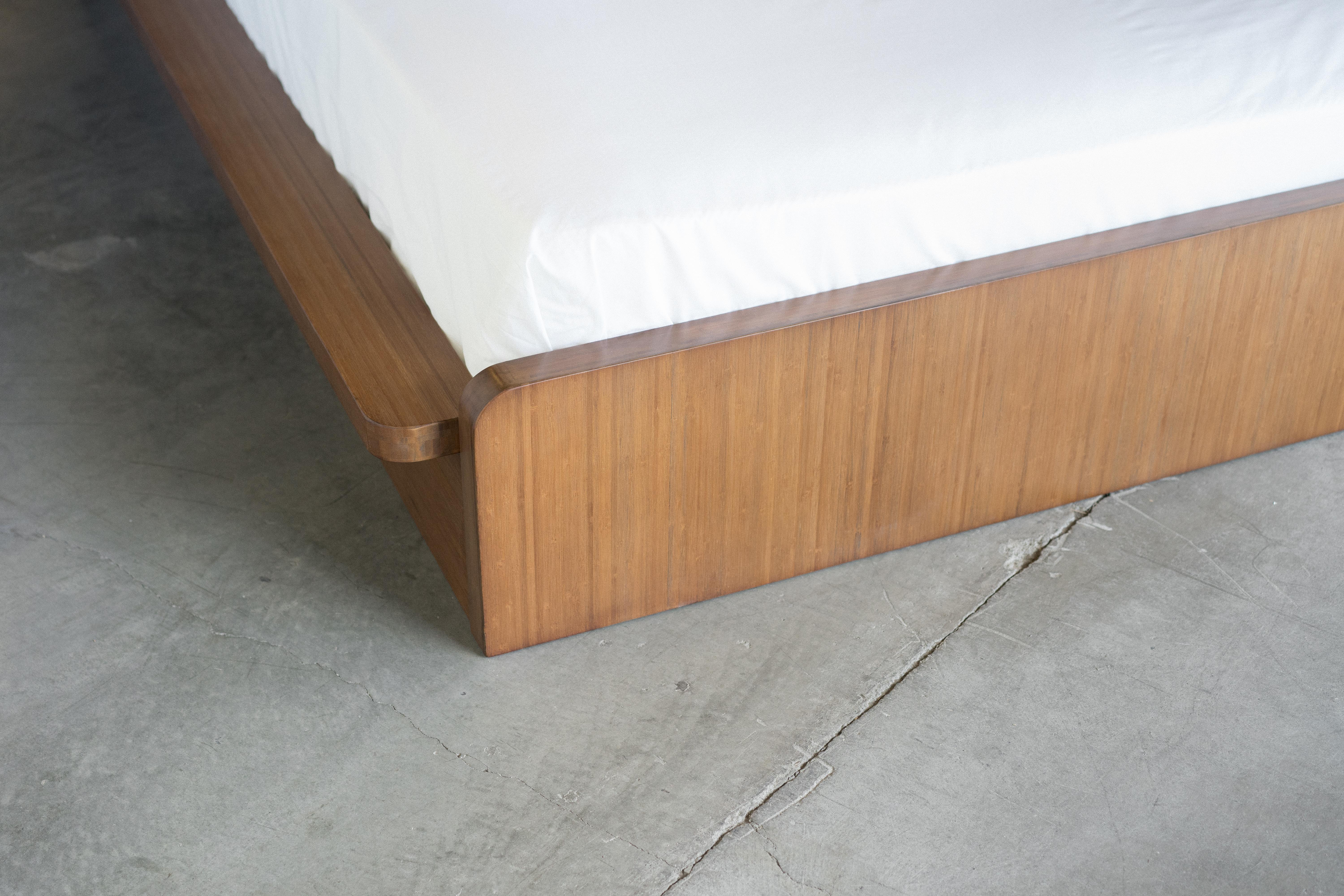 Noura Bed, Queen Bed, Bamboo Platform Bed in Cognac For Sale 1
