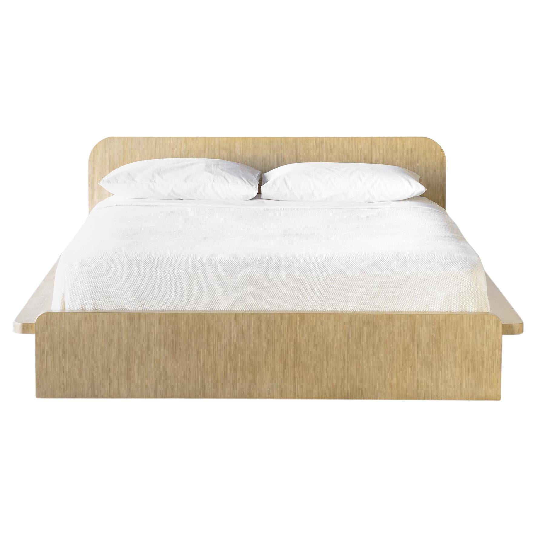 Noura Bed, Queen Bed, Bamboo Platform Bed in Wheat