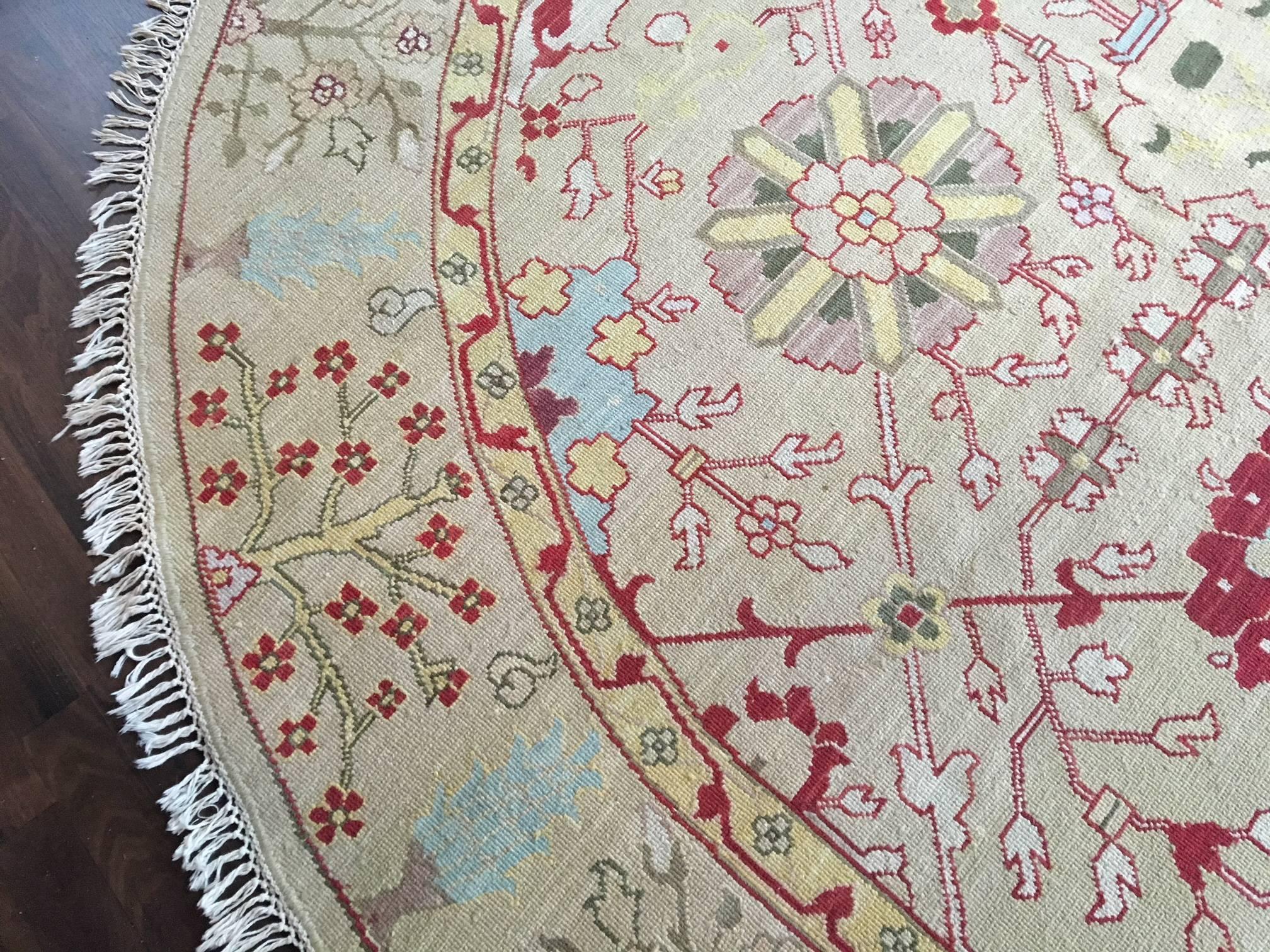 Indian Nourmak Round Wool Rug S123 Gold