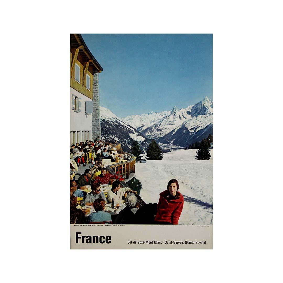Affiche de voyage de 1962 - Tourisme alpin français au Col de Voza, Mont Blanc en vente 2