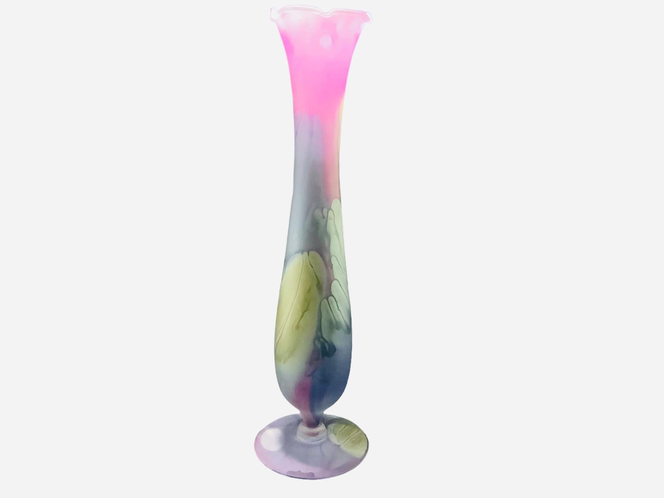Israeli Nouveau Art Rueven Glass Bud Vase For Sale