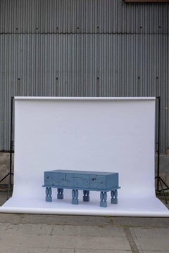 Nouveau Collection / LCI4 Commode from Stained Birch Wood in Blue