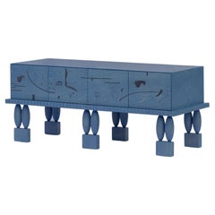 Collection Nouveau / Commode LCI4 en bois de bouleau teinté bleu