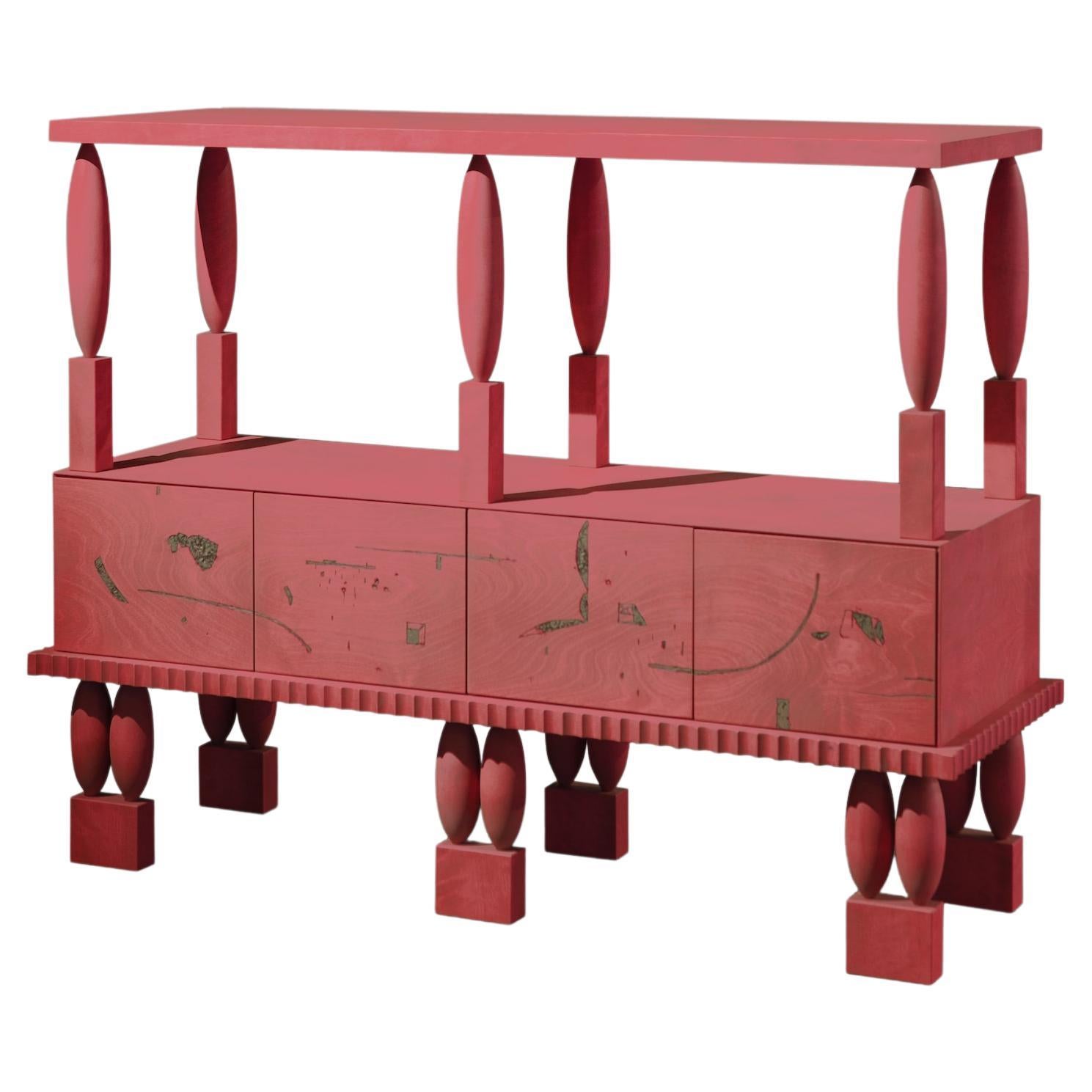 Collection Nouveau / Cabinet CI4SI2 Fabriqué à partir de bois de bouleau teinté rouge