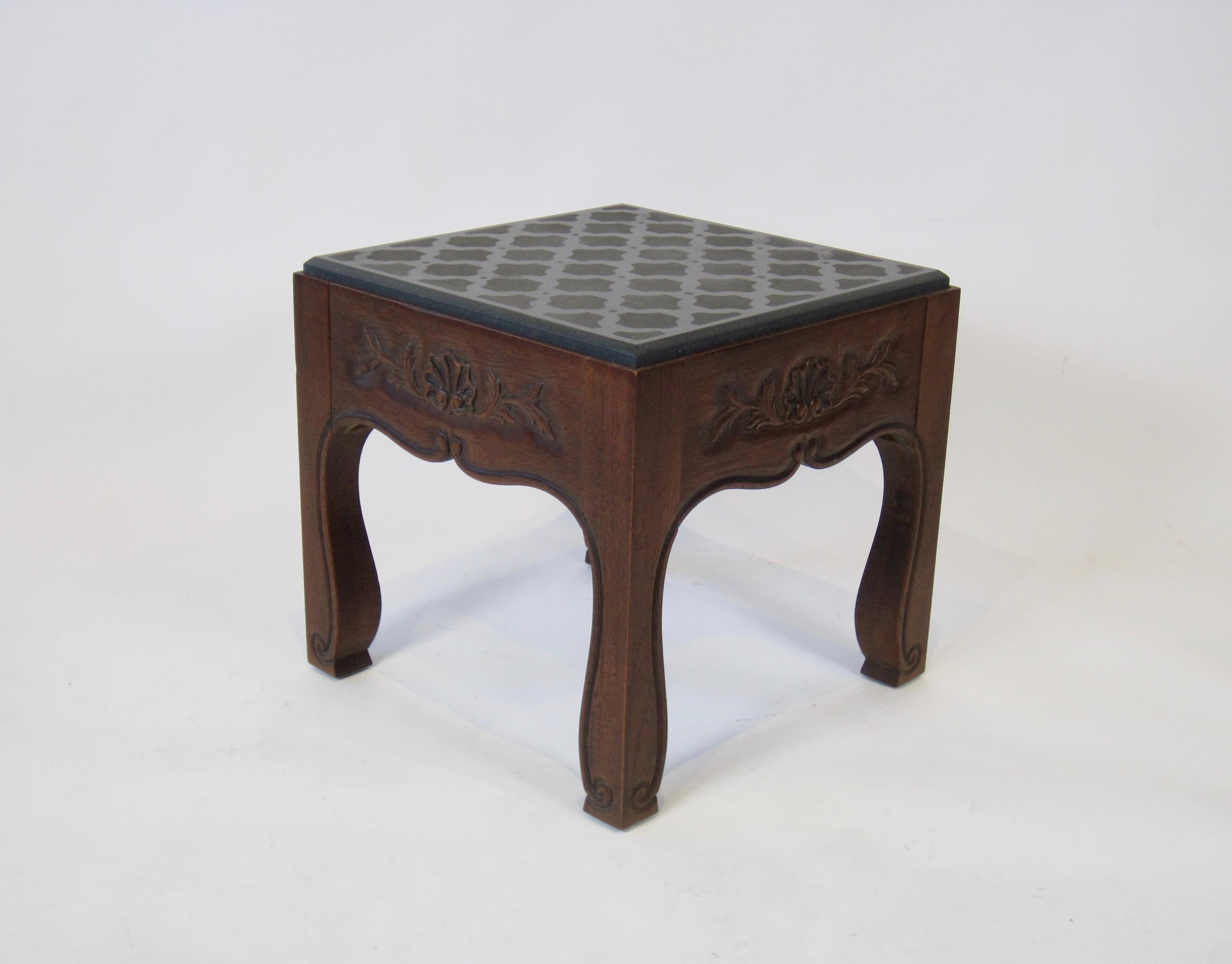Art Nouveau Nouveau Inspired Drexel Side Table with Stone Top