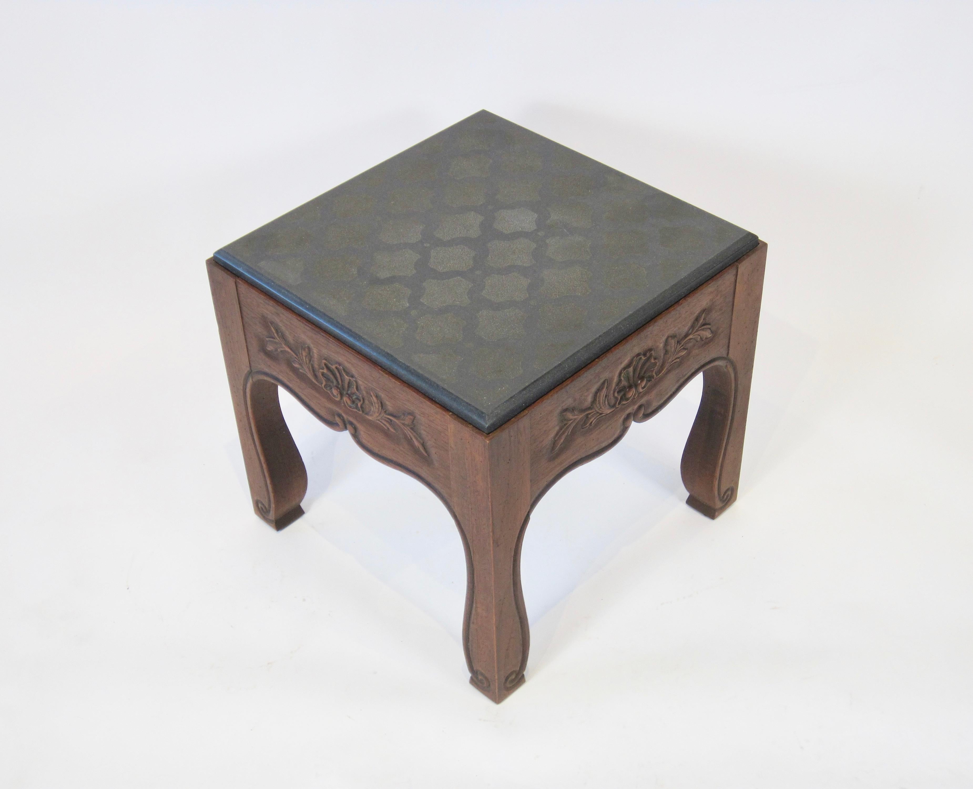 Mid-20th Century Nouveau Inspired Drexel Side Table with Stone Top