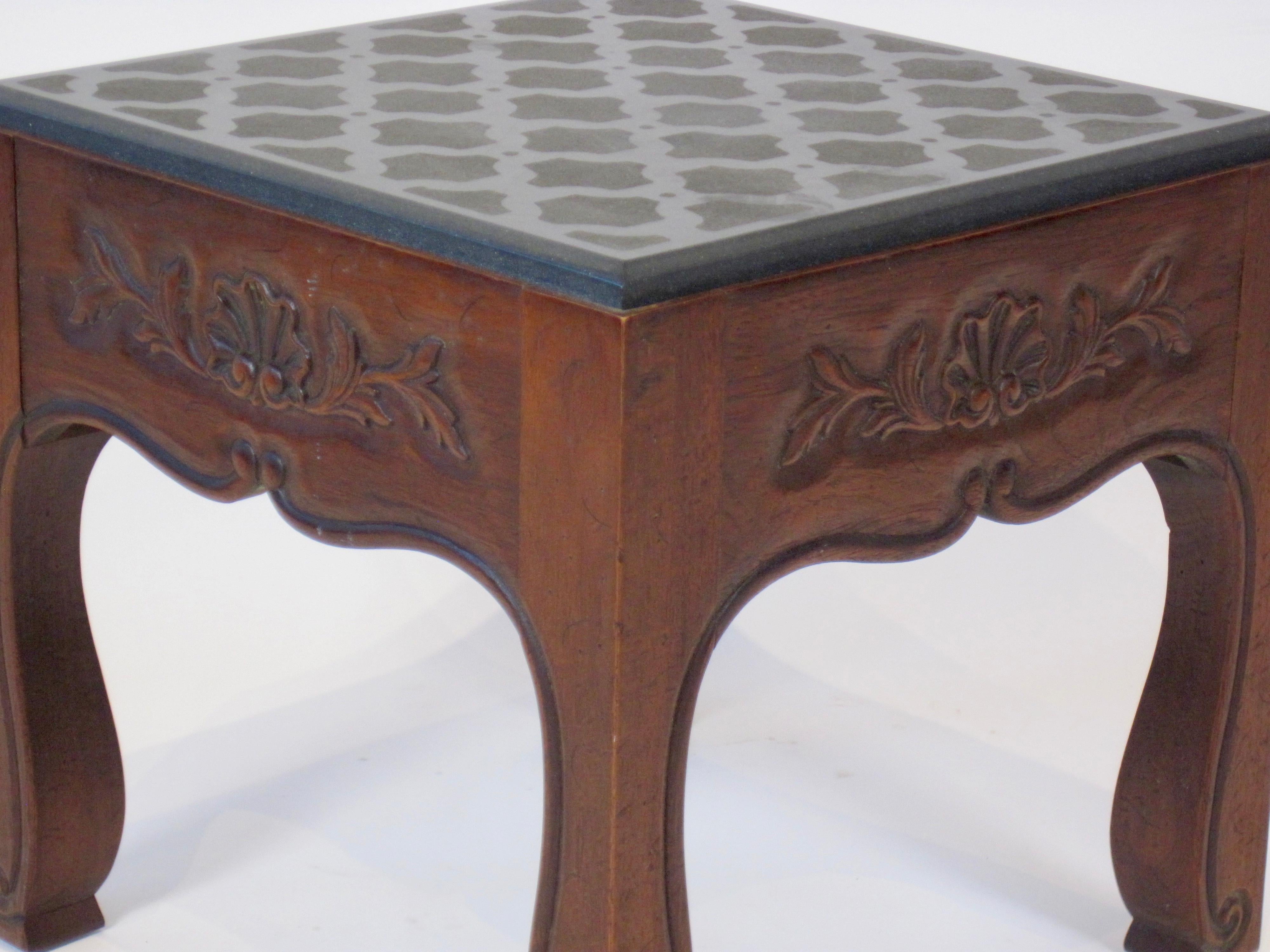 Nouveau Inspired Drexel Side Table with Stone Top 1