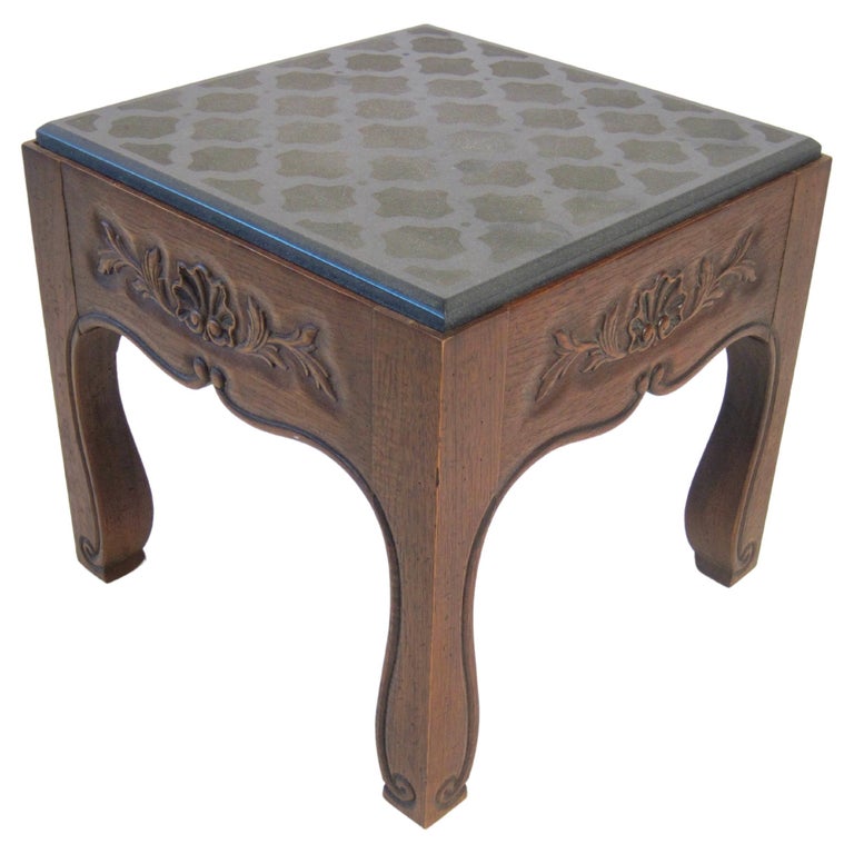 Nouveau Inspired Drexel Side Table with Stone Top For Sale at 1stDibs