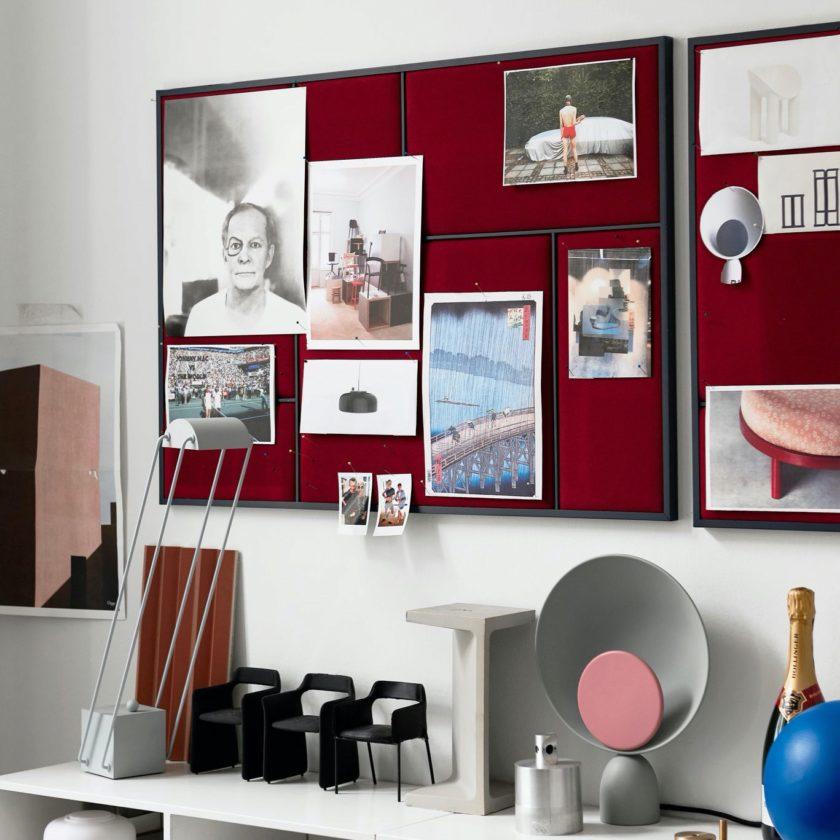 Danish Nouveau Large Pin Board in Rouge Noir & Brass Frame by All The Way To Paris For Sale