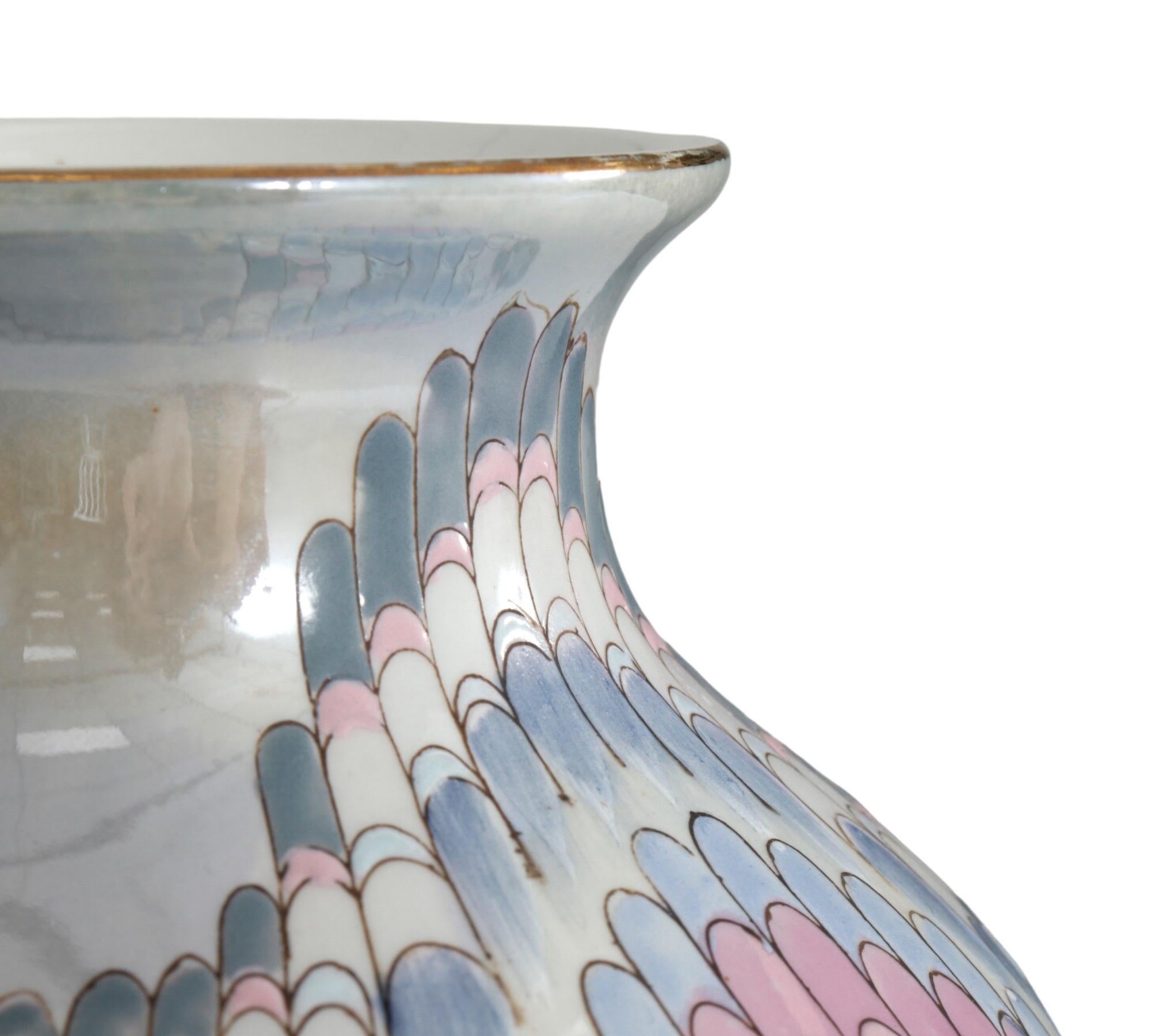 Chinese Nouveau Lustre Ceramic Vase by Toyo For Sale