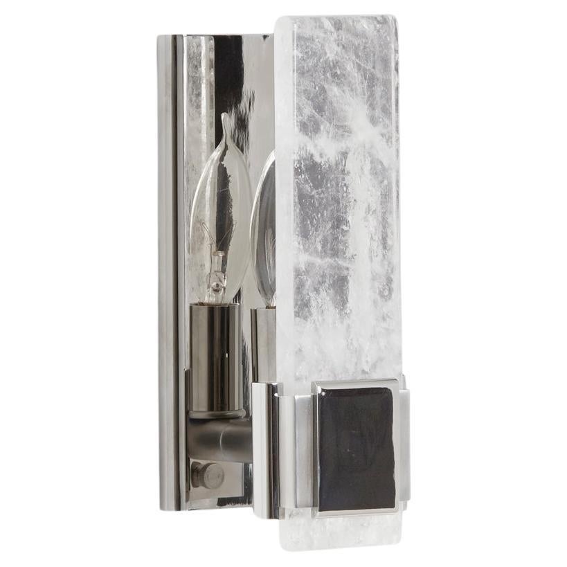 Nouveau Rock Crystal Sconce in Polished Nickel en venta