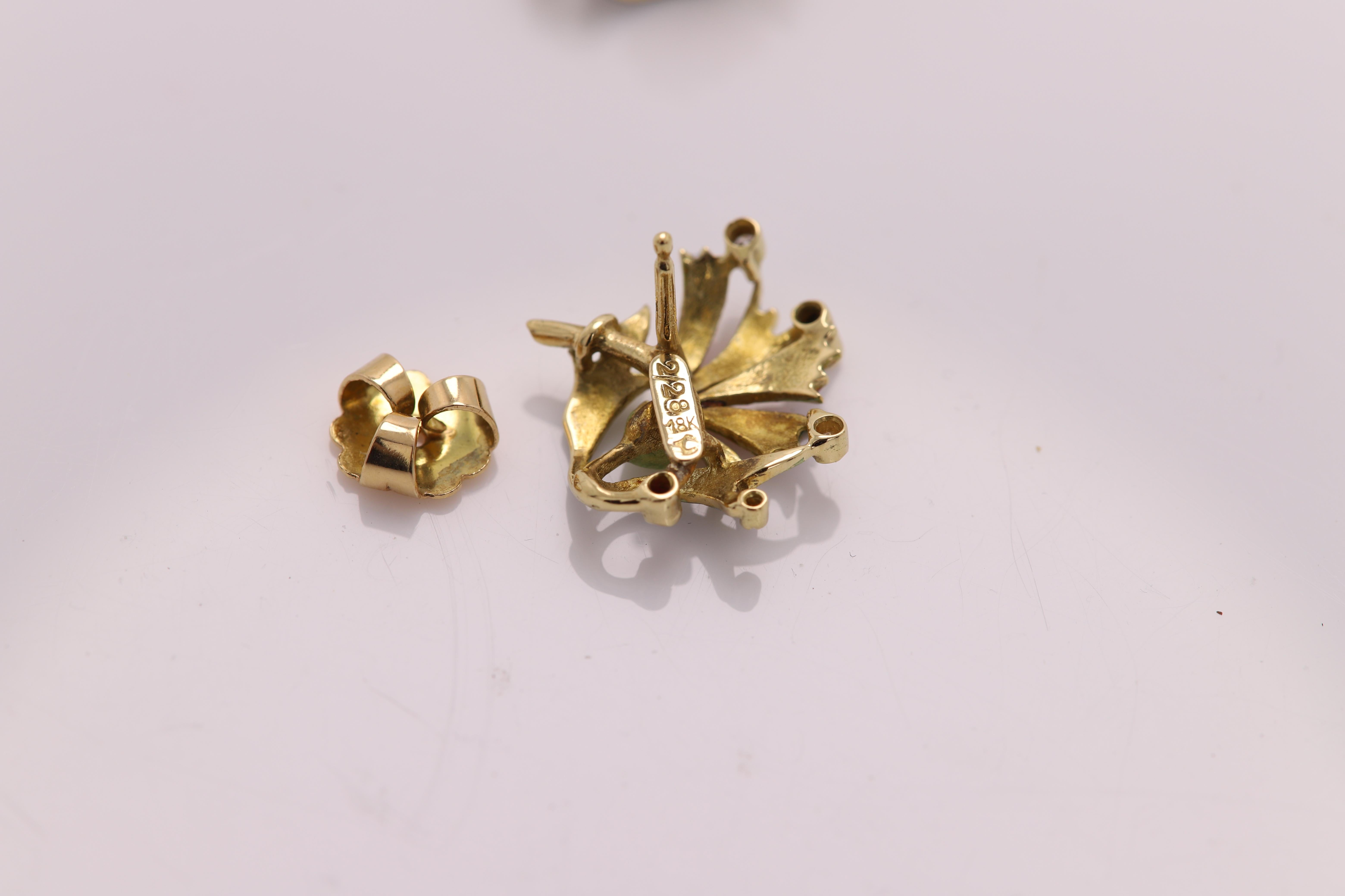 Jugendstil-Emaille-Ohrringe aus 18 Karat Gelbgold  (Rundschliff) im Angebot
