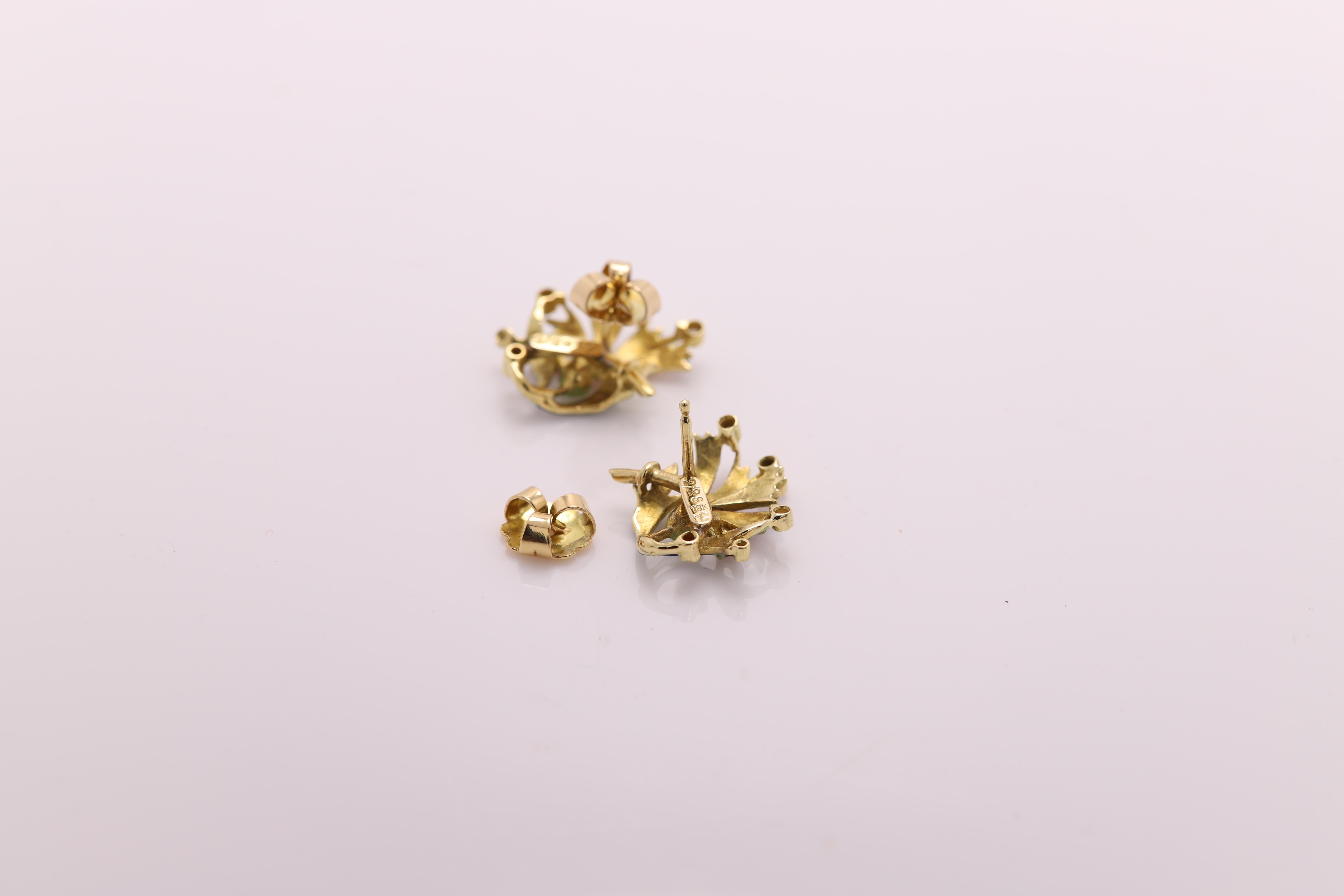 Jugendstil-Emaille-Ohrringe aus 18 Karat Gelbgold  im Zustand „Neu“ im Angebot in Brooklyn, NY