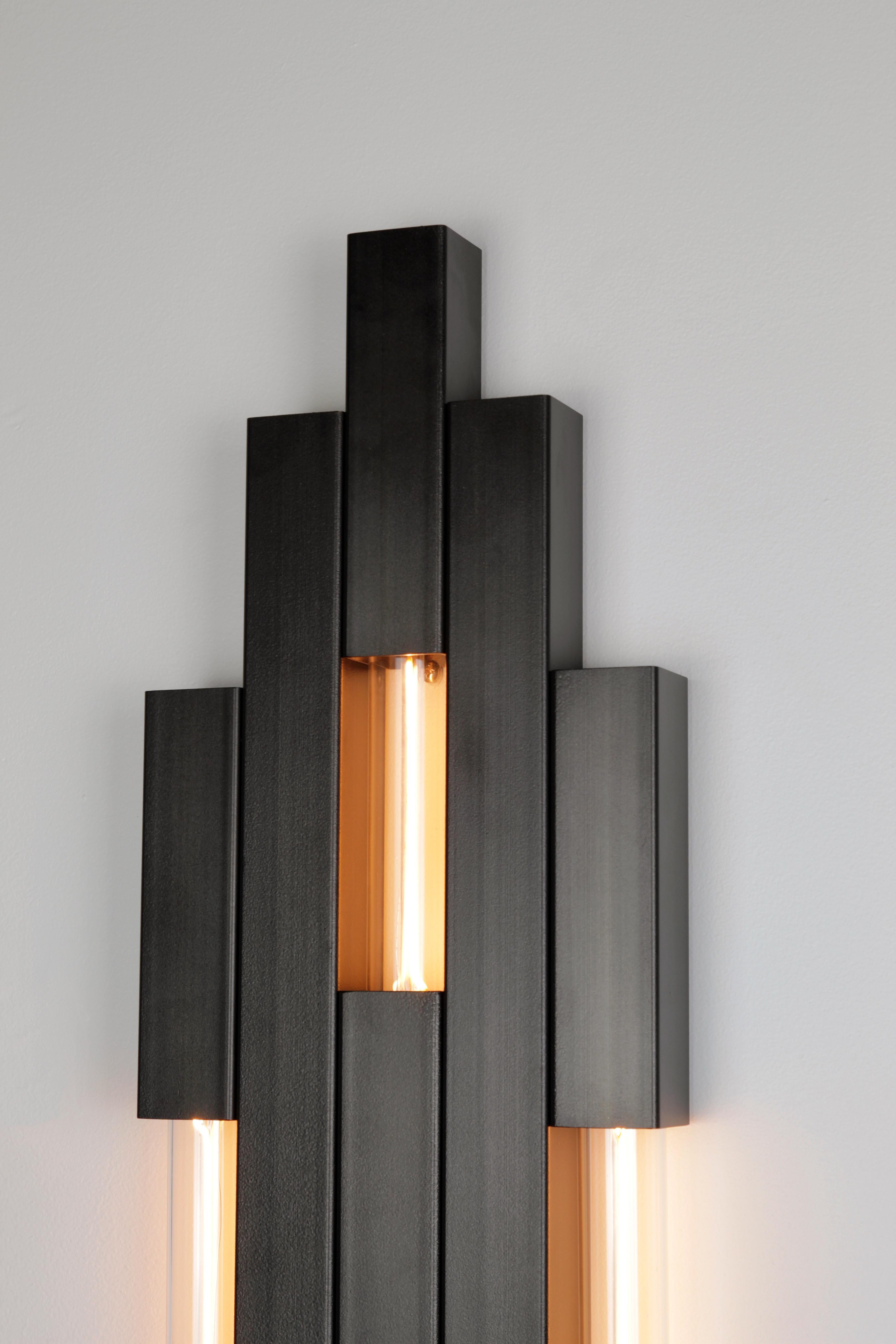 American Daikon Modern Nouveau Wall Light Sconce in Steel 