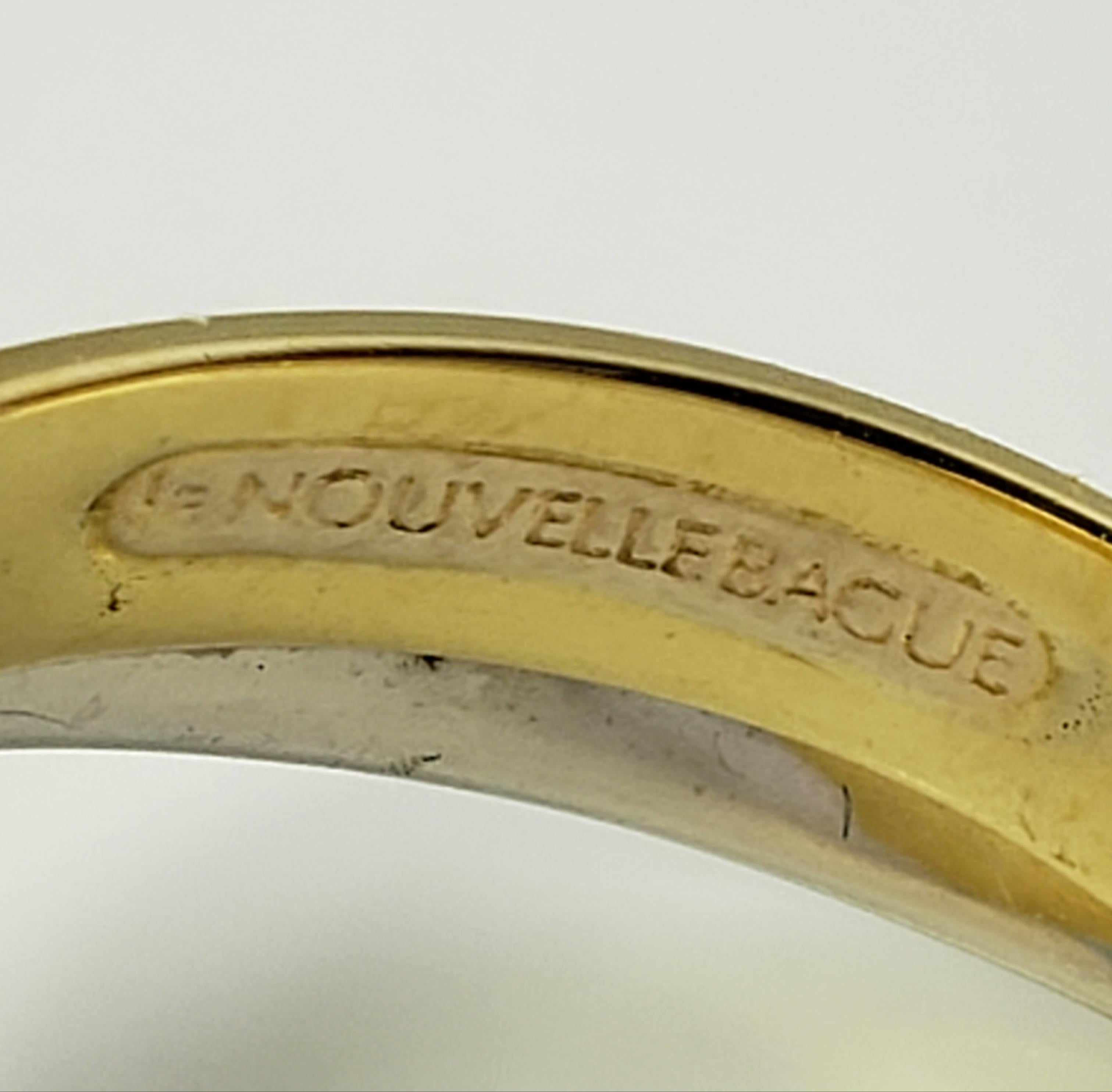 Nouvelle Bacue 18 Karat Yellow/White Gold, Diamond Enamel Calla Lily Ring In Good Condition In Washington Depot, CT