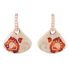 Nouvelle Bague 18 Karat Gold and Sterling Silver Diamond Pave Earrings