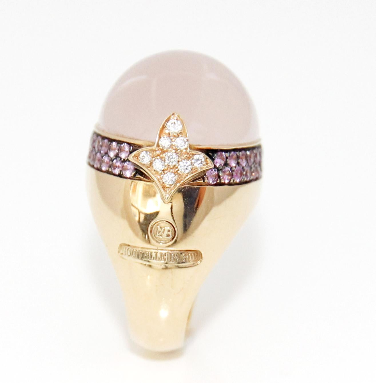 pink opal and diamond ring