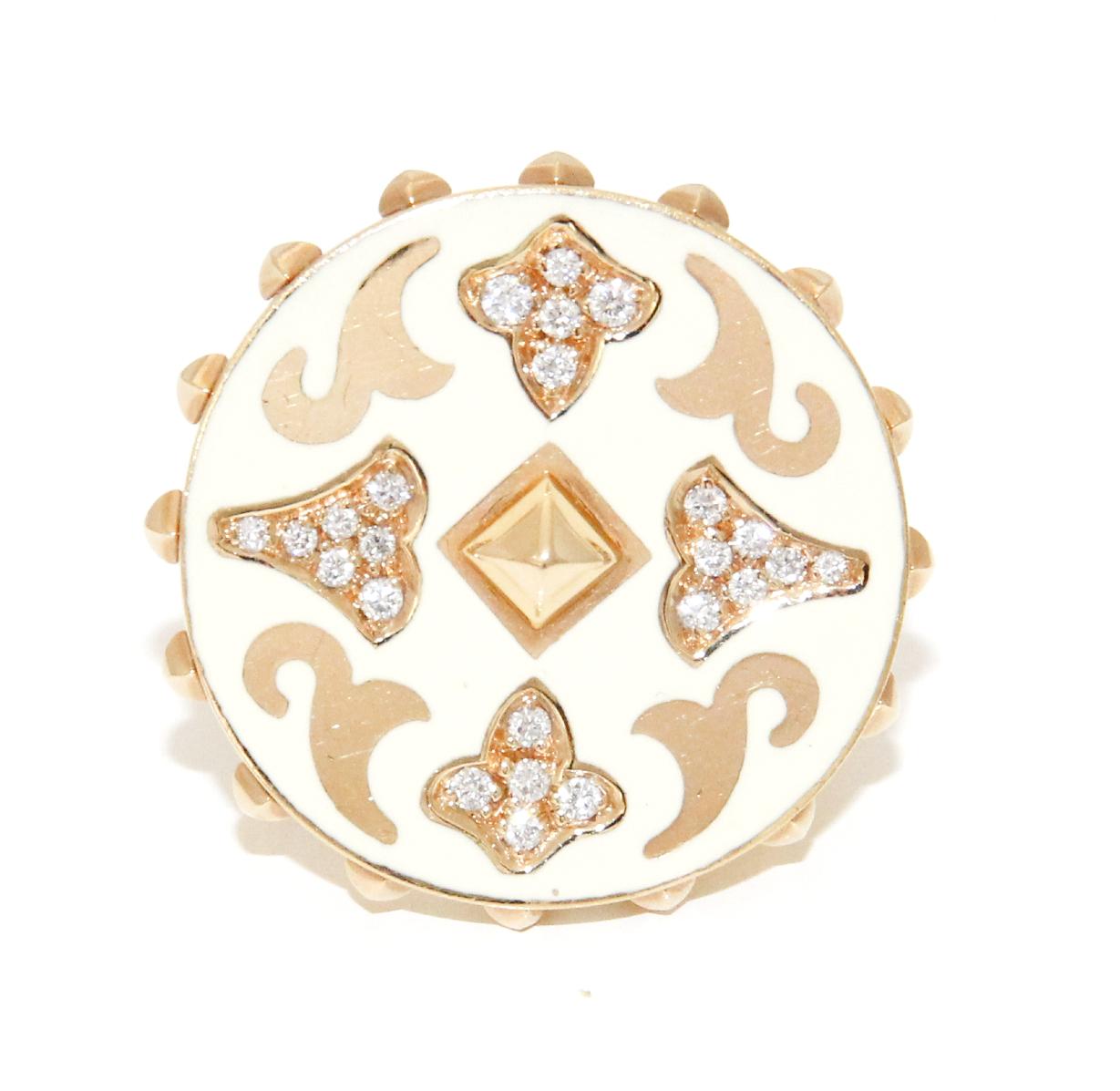 Nouvelle Bague 18K Rose Gold, Diamonds and Enamel Ring
Diamonds 0.32ctw
Size 7
Retail $9,250.00
