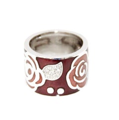 Nouvelle Bague Bague en or blanc 18K, diamants et émail