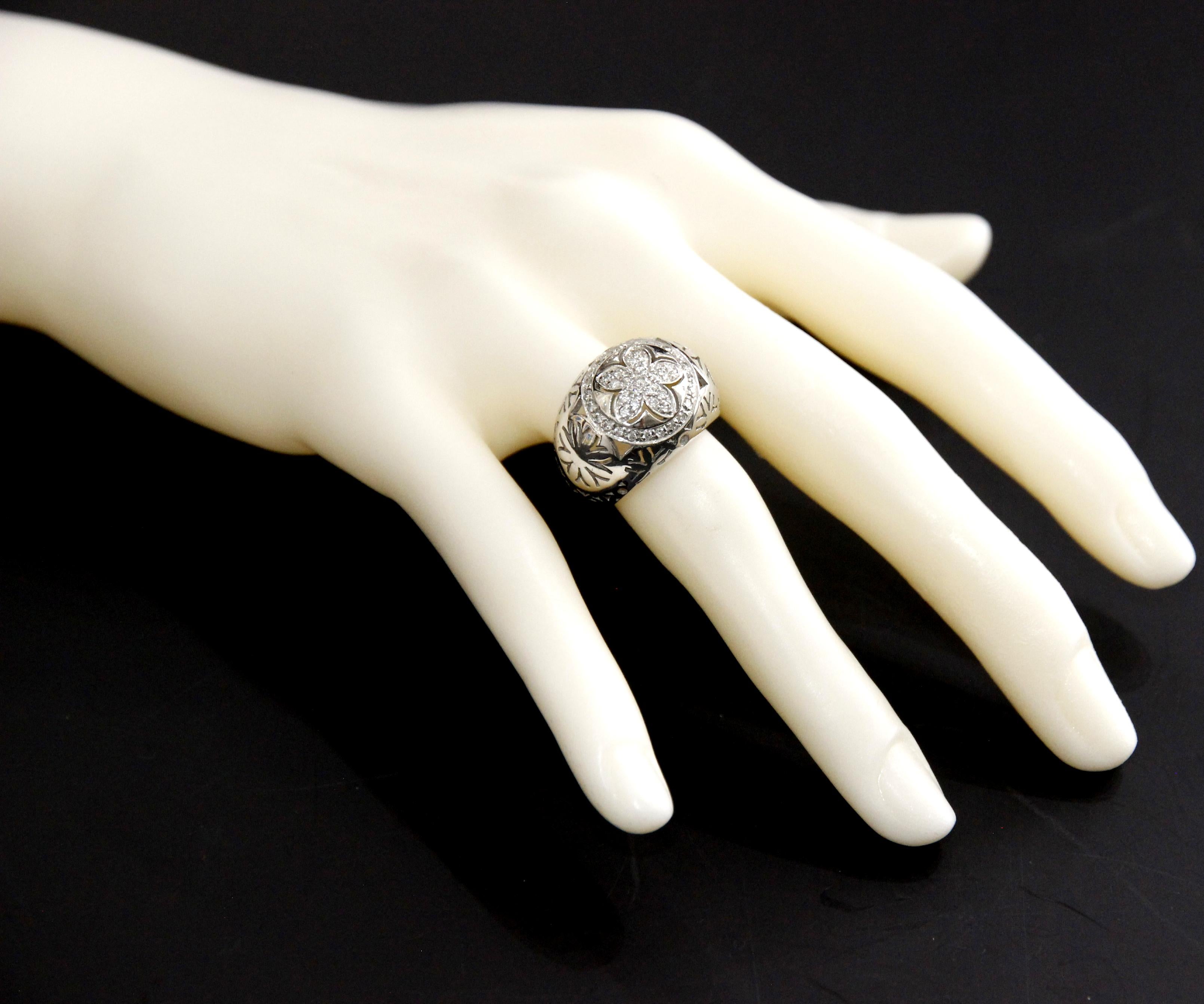Women's or Men's Nouvelle Bague 18K White Gold, Diamonds Ring For Sale