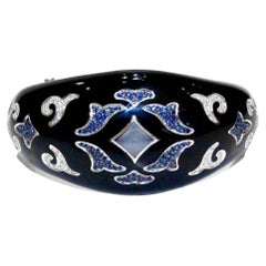 Nouvelle Bague 18K White Gold, Silver, Diamond and Blue Sapphire Bracelet