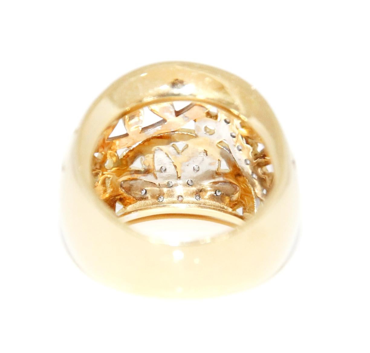 Modern Nouvelle Bague 18K Yellow Gold Diamond Ring For Sale