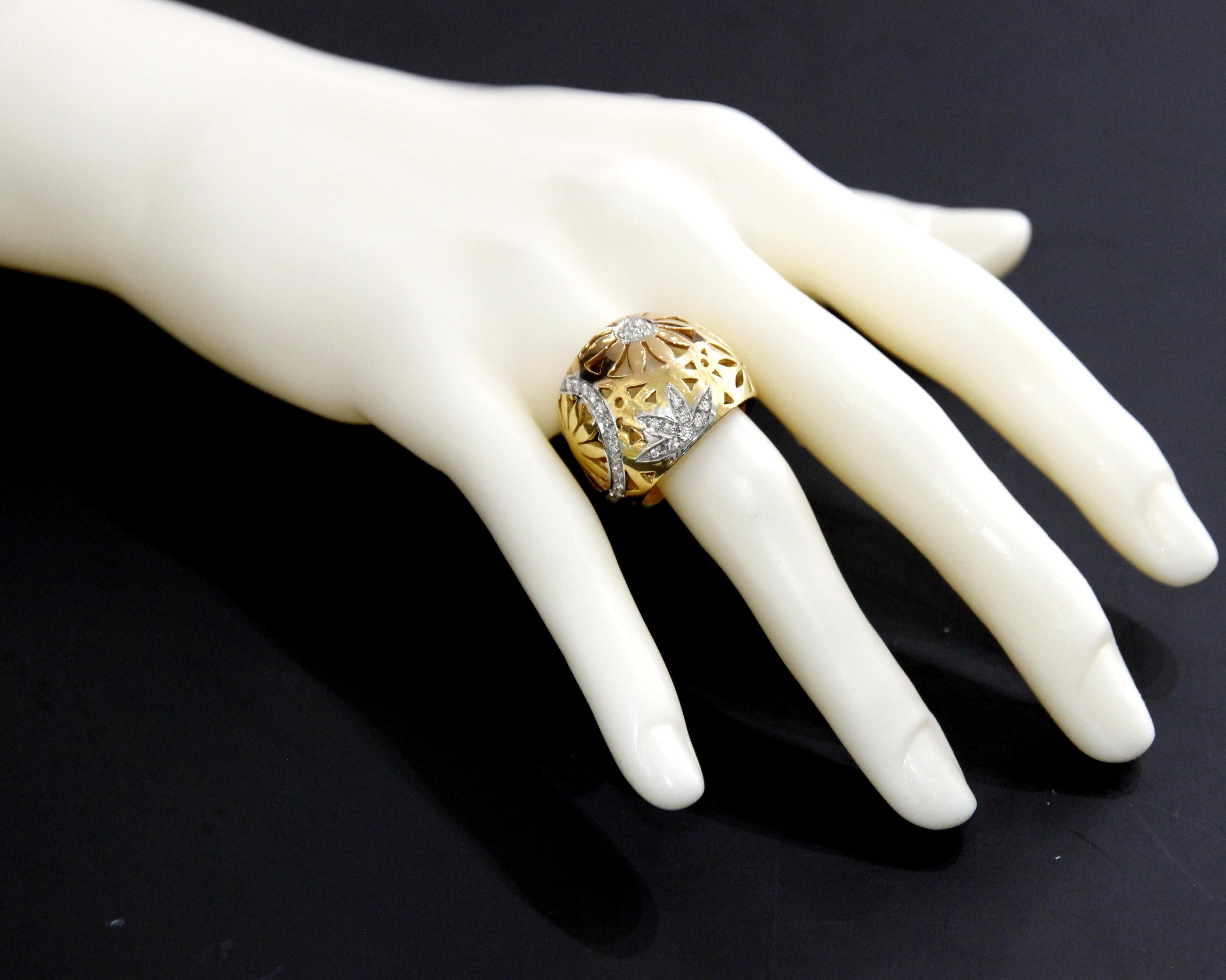 Nouvelle Bague 18K Yellow Gold Diamond Ring In New Condition For Sale In North Miami Beach, FL