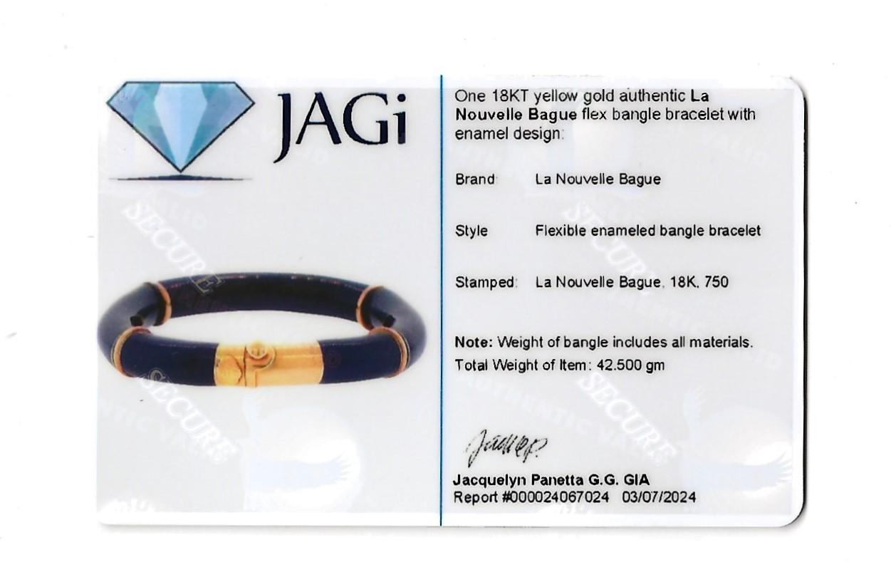 Nouvelle Bague Blue Enamel and 18 Karat Yellow Gold Flex Bangle Bracelet For Sale 3