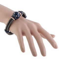 Nouvelle Bague Diamond and Blue Enamel Ball Sterling Silver and Rose Gold Bangle