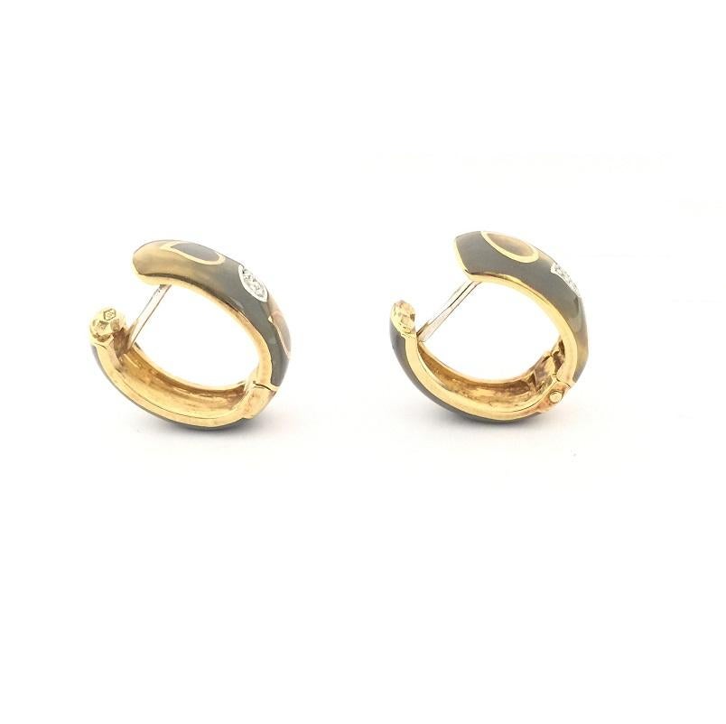 Nouvelle Bague Enamel and Diamond Earring in 18k Yellow Gold 
O1402PRN
