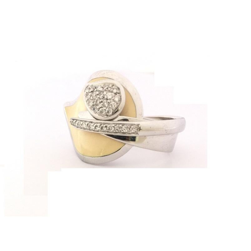 Women's or Men's Nouvelle Bague Enamel and Diamond Leaf Ring A2410BIN For Sale