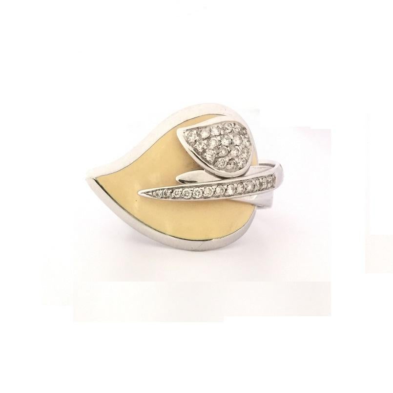 Nouvelle Bague Enamel and Diamond Leaf Ring A2410BIN For Sale 1
