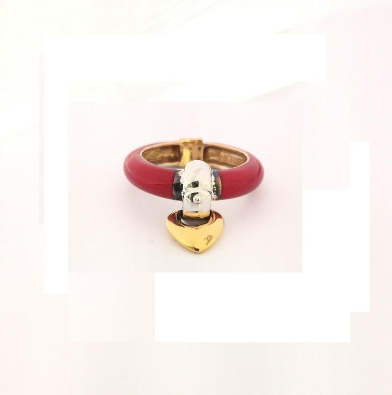 Nouvelle Bague Émail rouge en or rose et blanc 18k 
Taille de l'anneau 6
A113RO