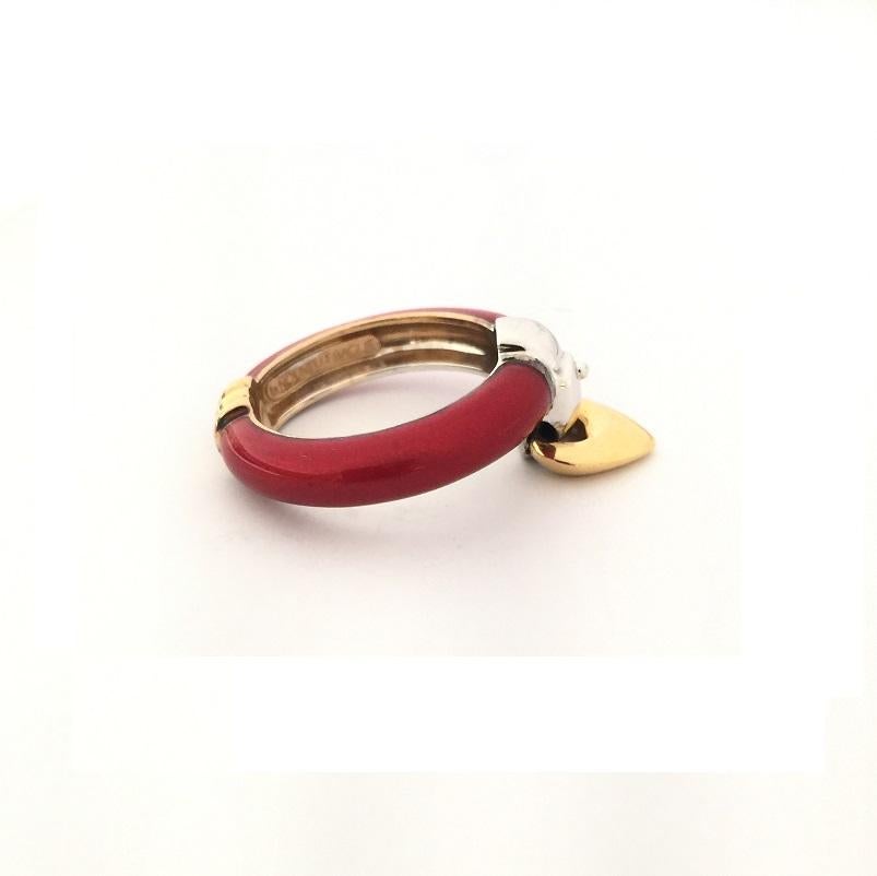 Women's or Men's Nouvelle Bague Enamel and Gold Heart Ring A113RO For Sale