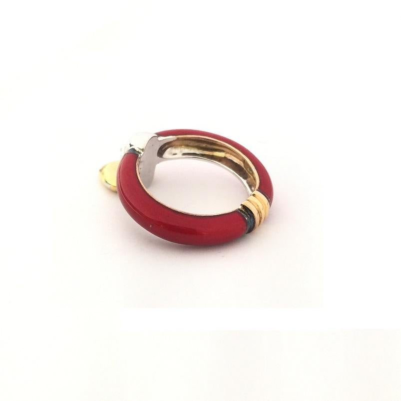 Nouvelle Bague Enamel and Gold Heart Ring A113RO For Sale 2
