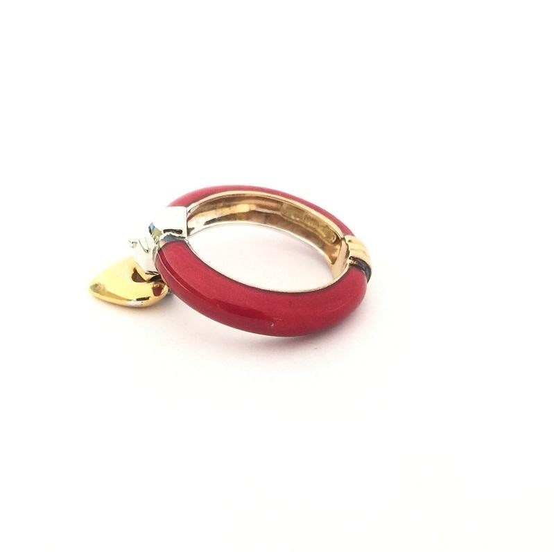 Nouvelle Bague Enamel and Gold Heart Ring A113RO For Sale 3