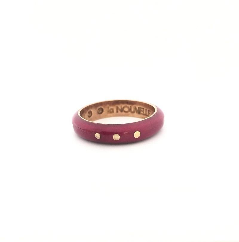 Nouvelle Bague Rotes Emaille und 18k Roségold 
Ring Größe 6.5
A1963CLN